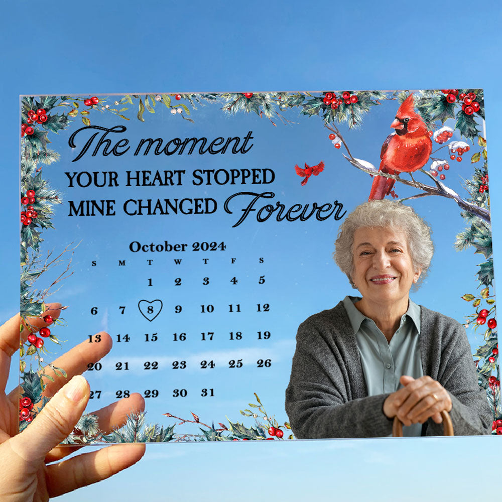 The Moment Your Heart Stopped Mine Changed Forever - Personalized Acrylic Photo Plaque