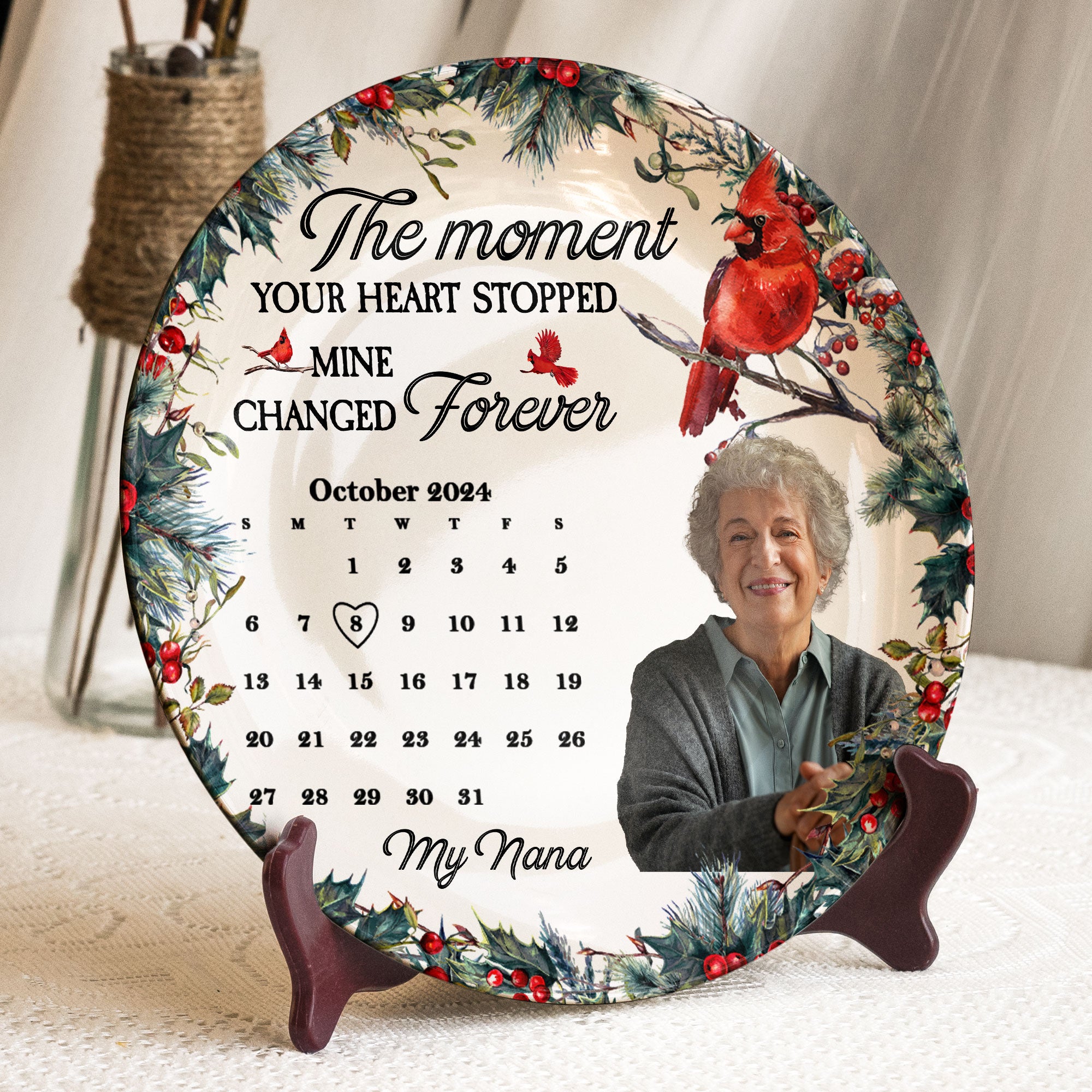 The Moment Your Heart Stopped Mine Changed Forever - Personalized Ceramic Photo Plate