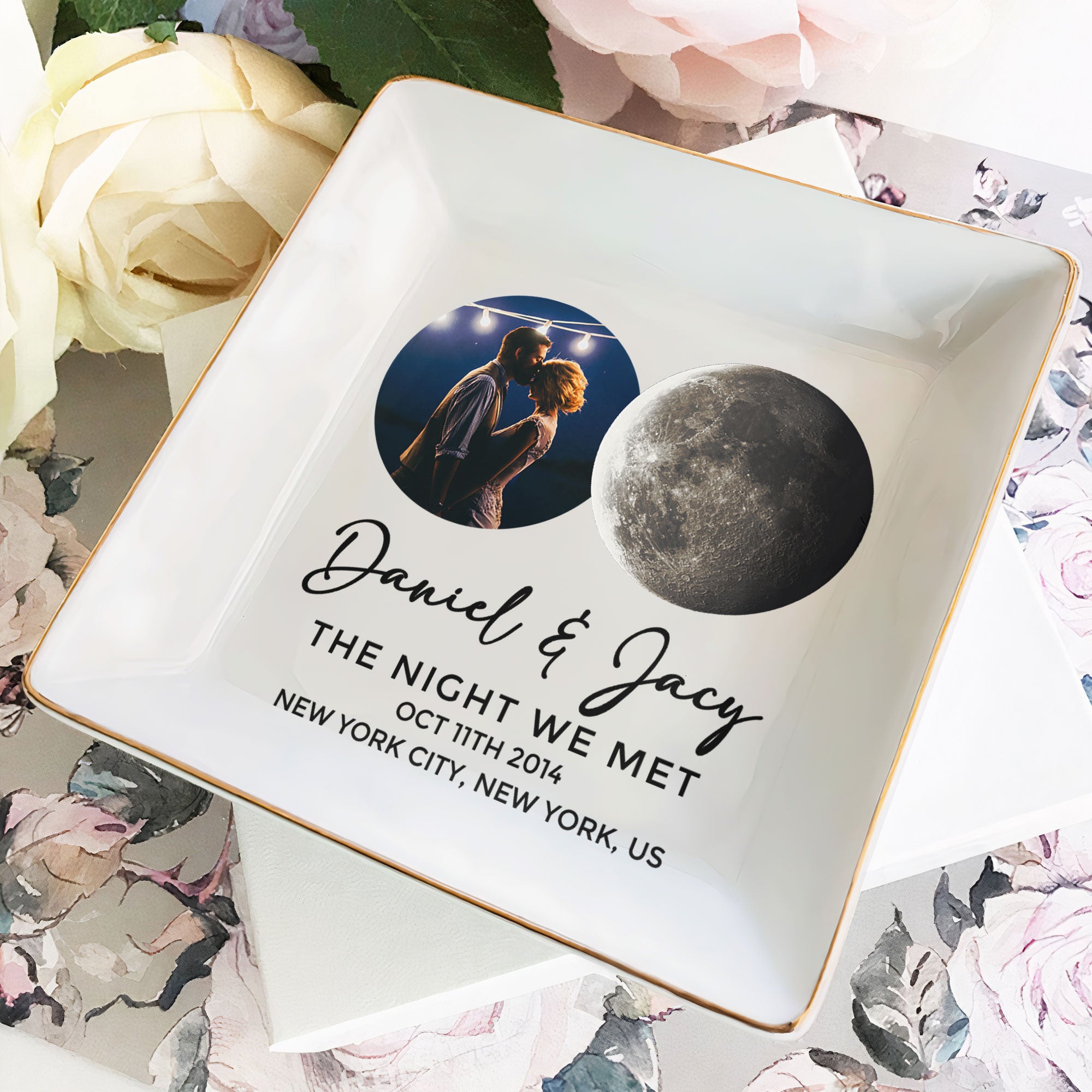 The Night We Met Custom Moon Phase - Personalized Photo Jewelry Dish