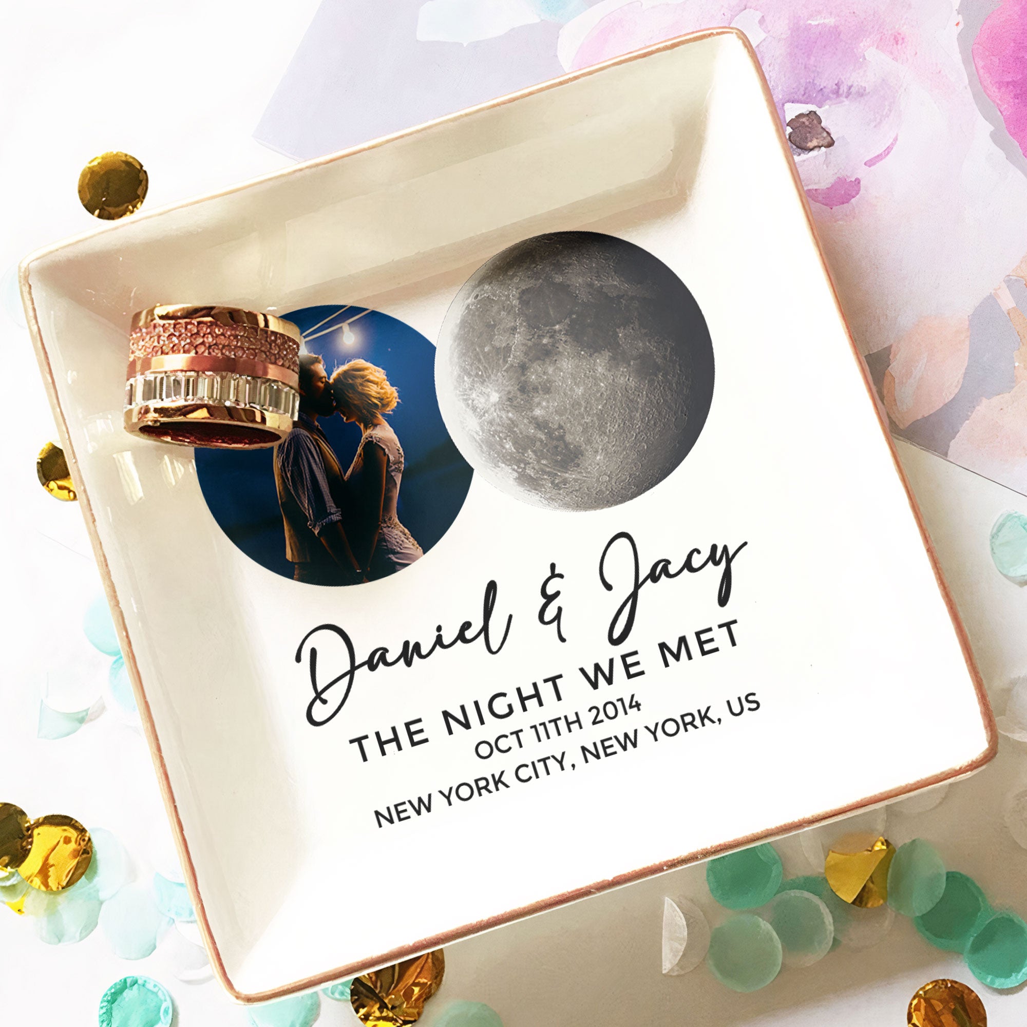 The Night We Met Custom Moon Phase - Personalized Photo Jewelry Dish