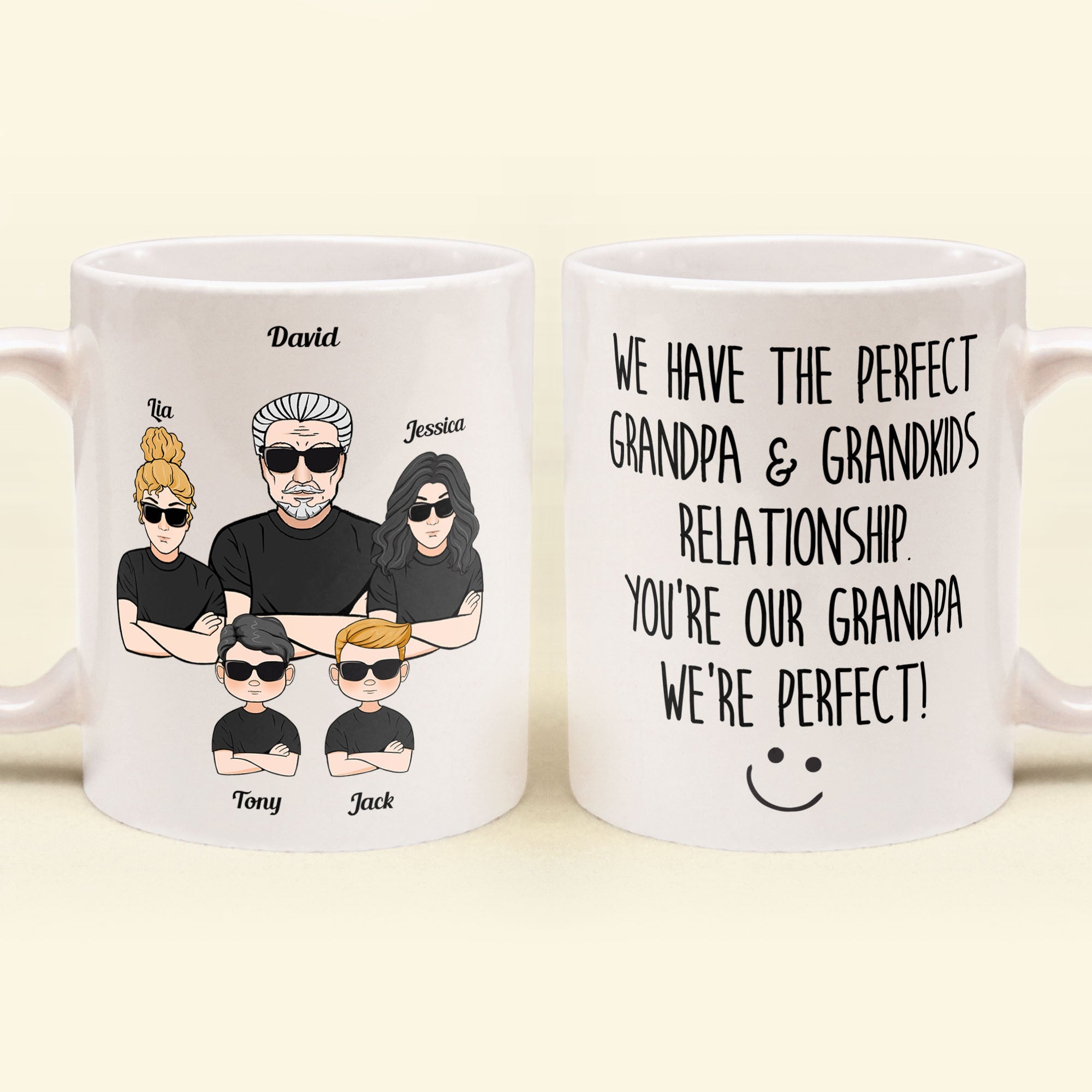 The Perfect Grandpa & Grandkid Relationship - Personalized Mug - Father's Day, Birthday Gift For Grandfather, Grandpa - From Grandkids, Grandchildren