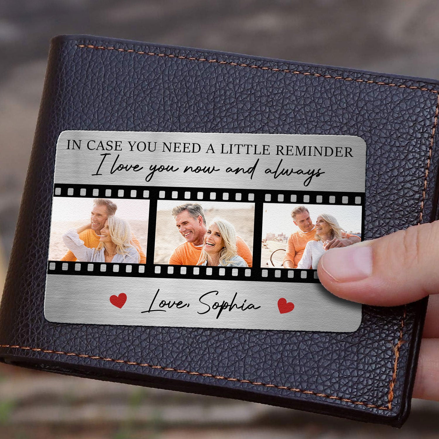 The Reminder I Love You Now And Always - Personalized Photo Aluminum Wallet Card