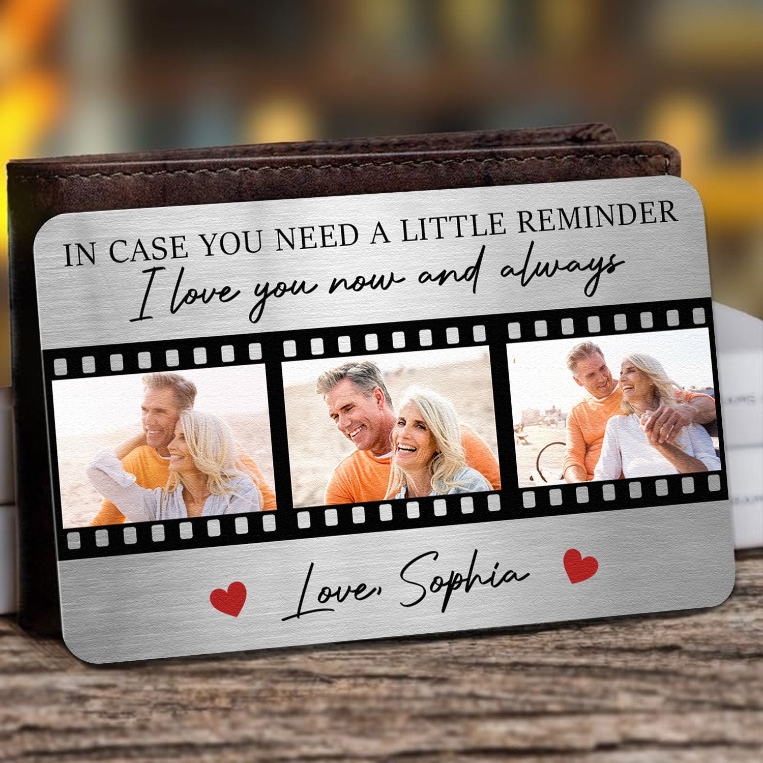 The Reminder I Love You Now And Always - Personalized Photo Aluminum Wallet Card