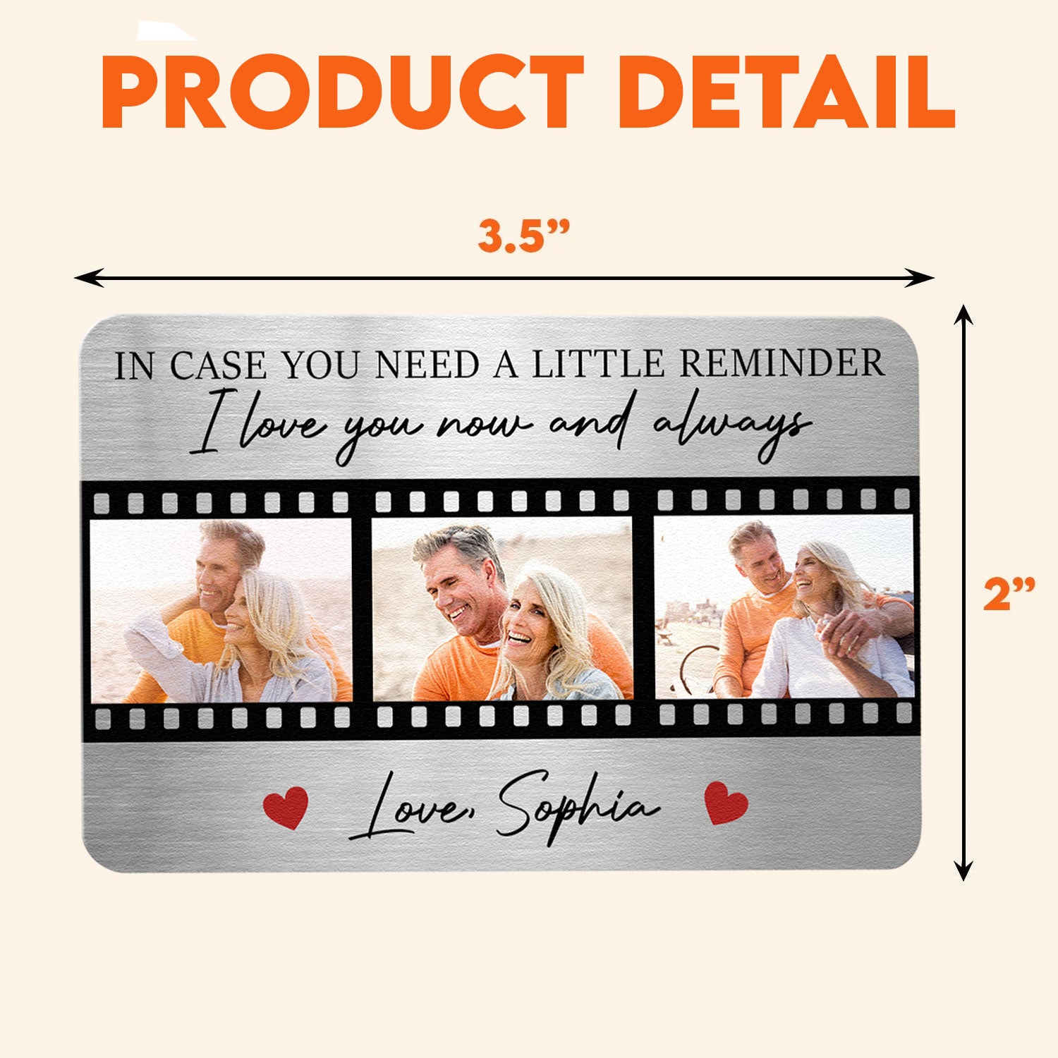 The Reminder I Love You Now And Always - Personalized Photo Aluminum Wallet Card