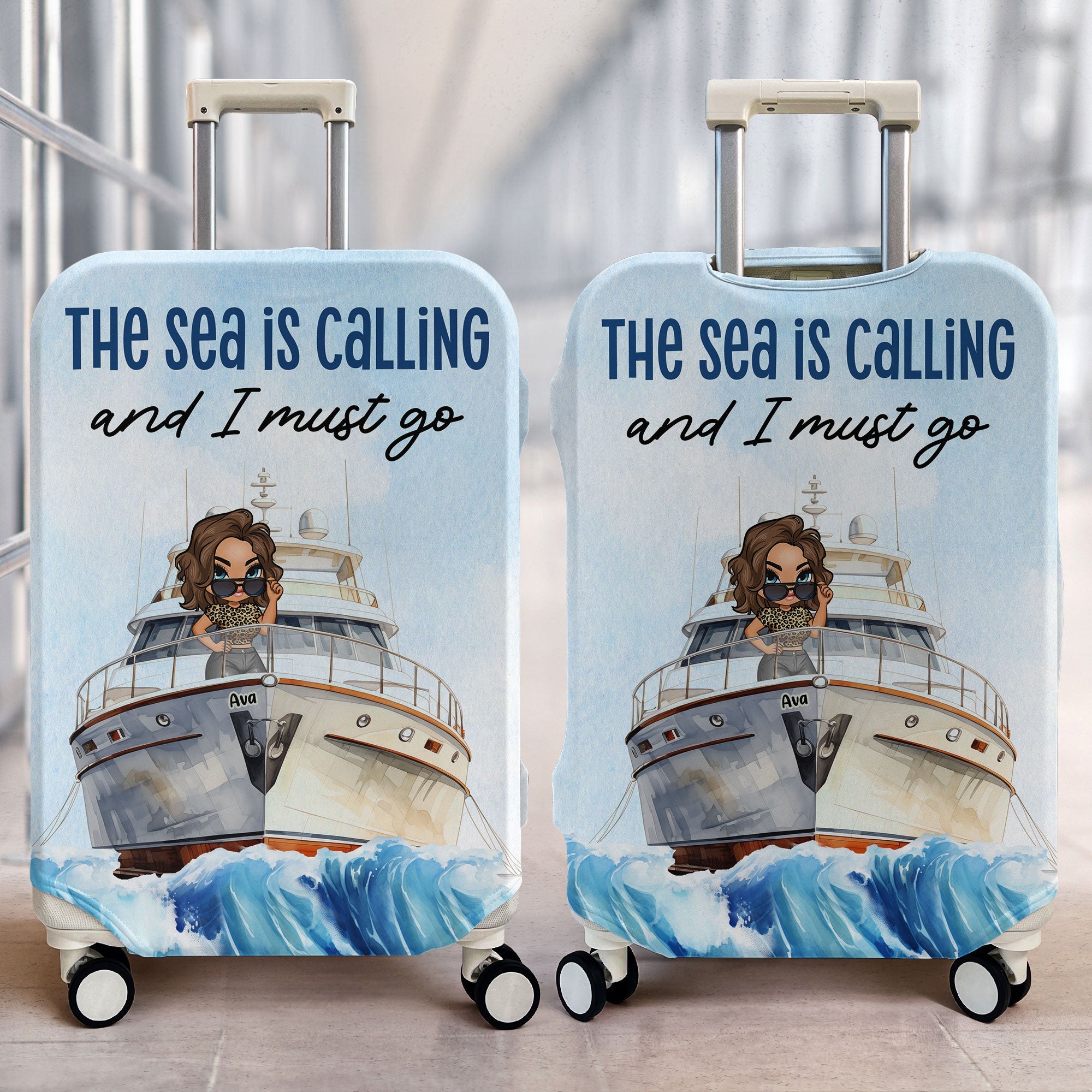 The Sea Is Calling Me - Personalized Luggage Cover