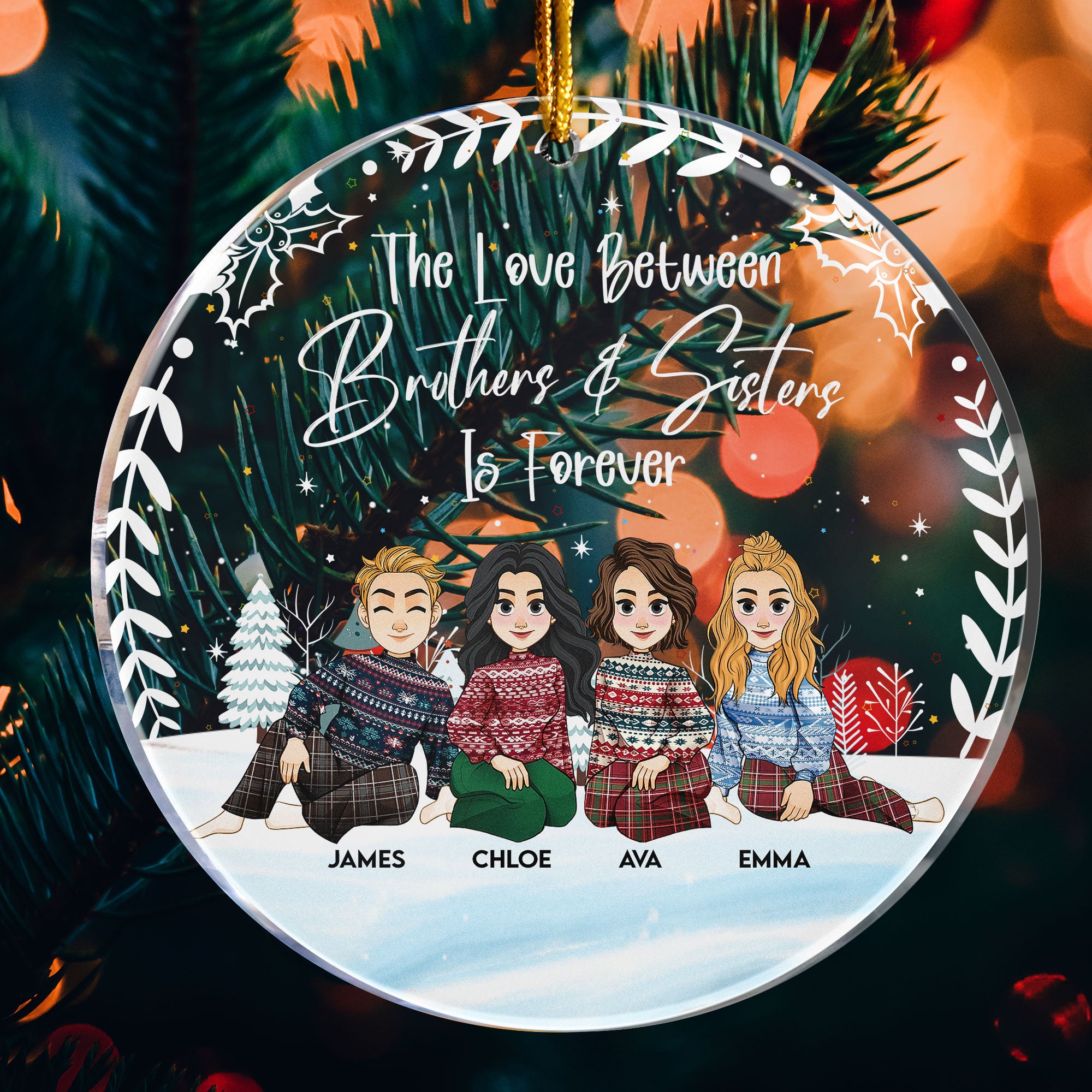 The Siblings Love Is Forever - Personalized Acrylic Ornament