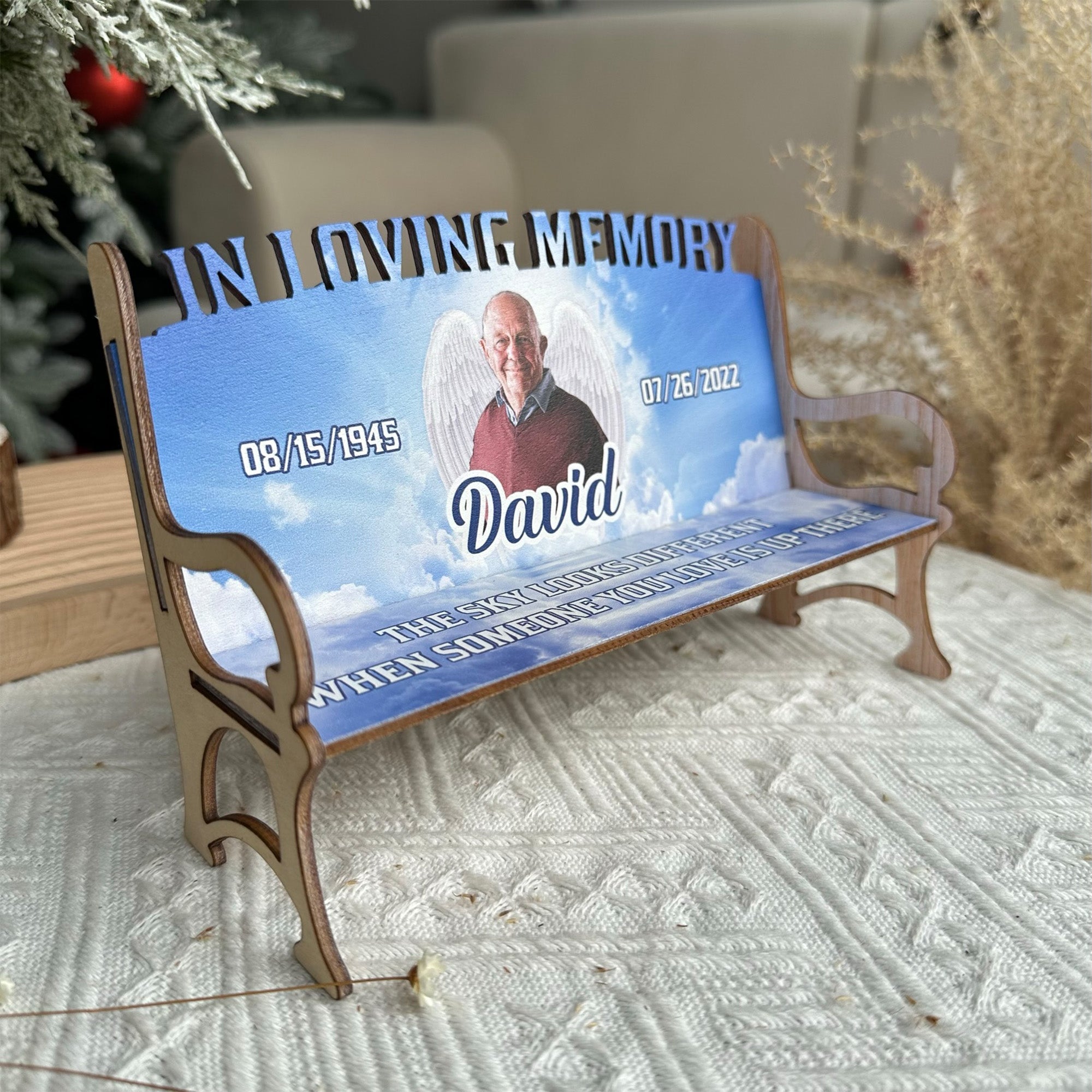 The Sky Looks Different - Personalized Photo Memorial Bench