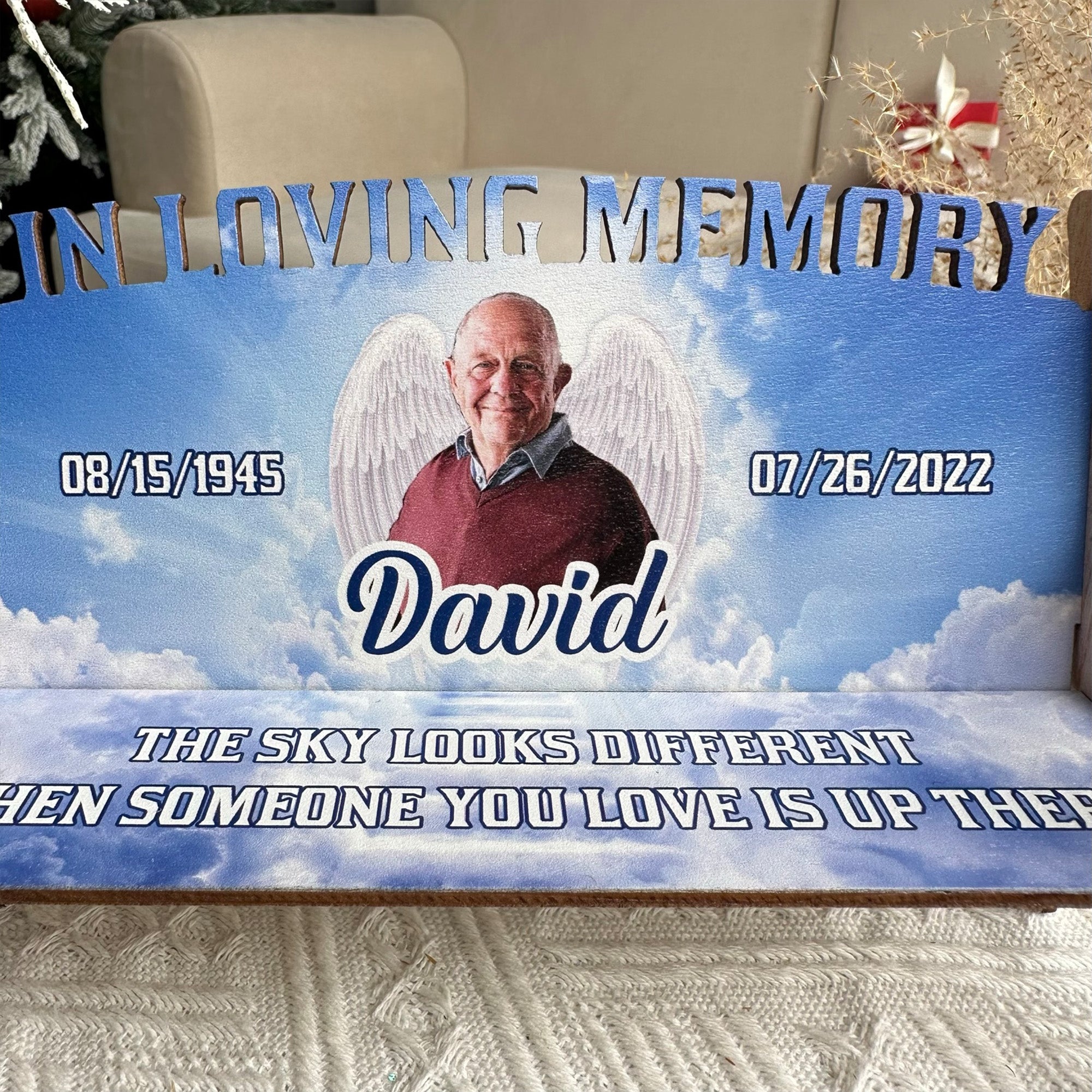 The Sky Looks Different - Personalized Photo Memorial Bench