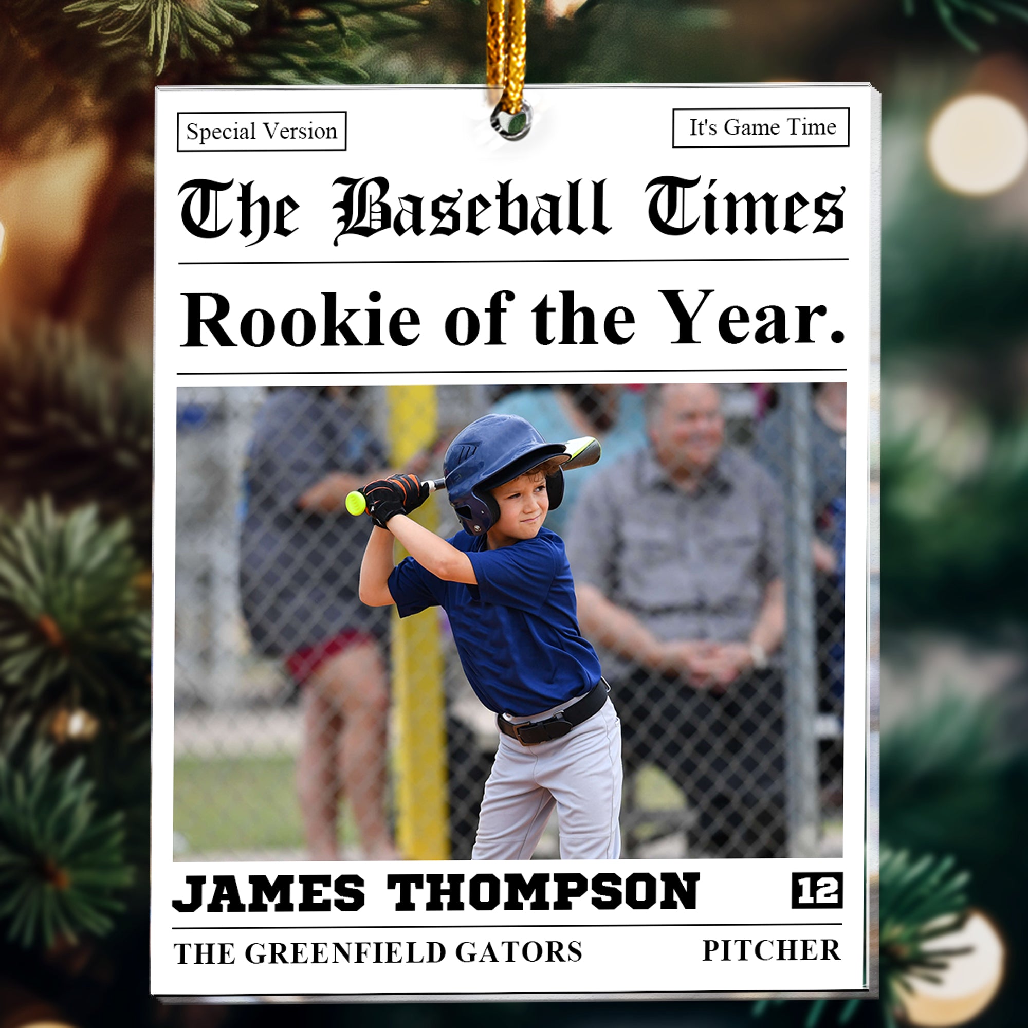 The Sport Times Baseball, Basketball, American Football Gifts-Custom All Sport-Personalized Acrylic Photo Ornament