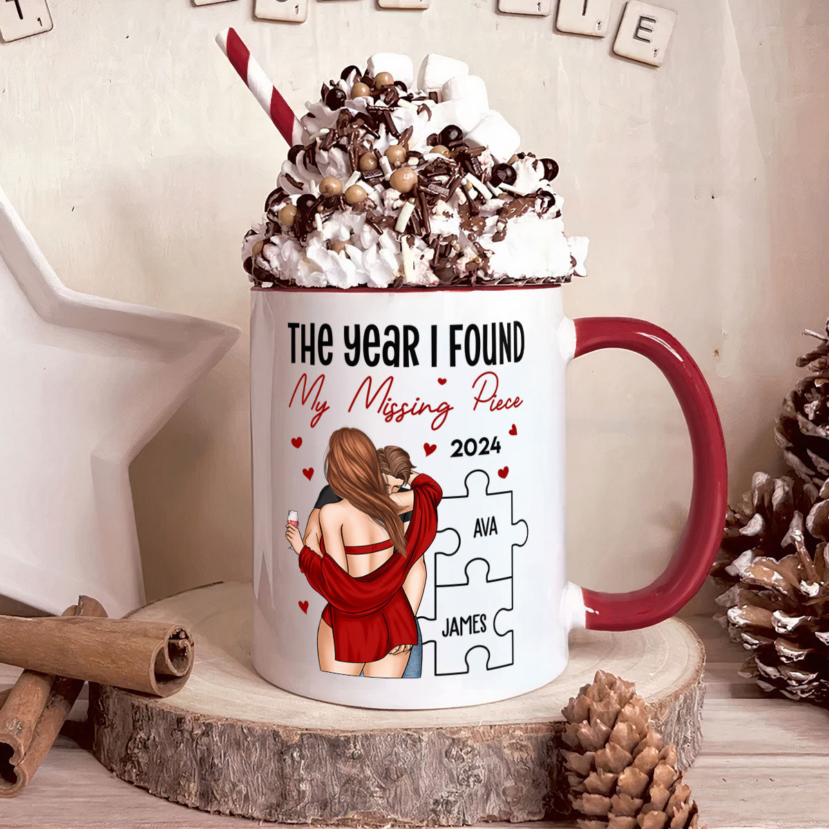 The Year I Found My Missing Piece - Personalized Accent Mug