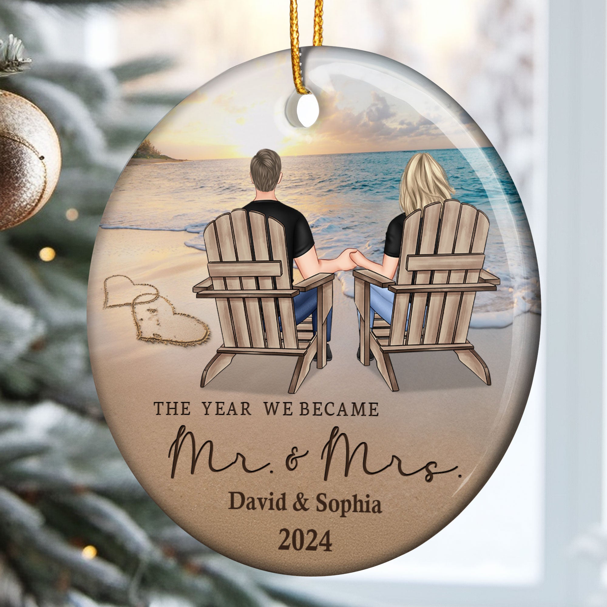 The Year We Became Mr. & Mrs. Couple Ornament - Personalized Ceramic Ornament