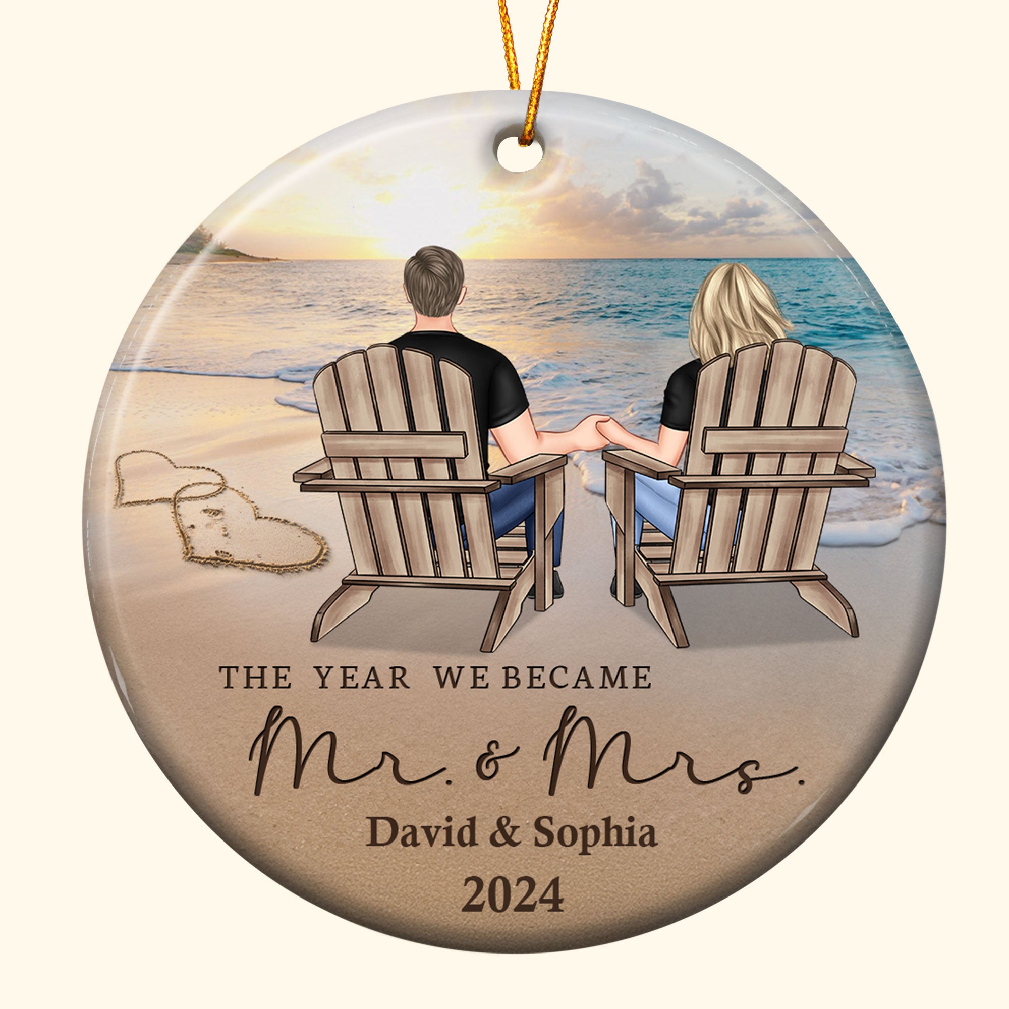 The Year We Became Mr. & Mrs. Couple Ornament - Personalized Ceramic Ornament