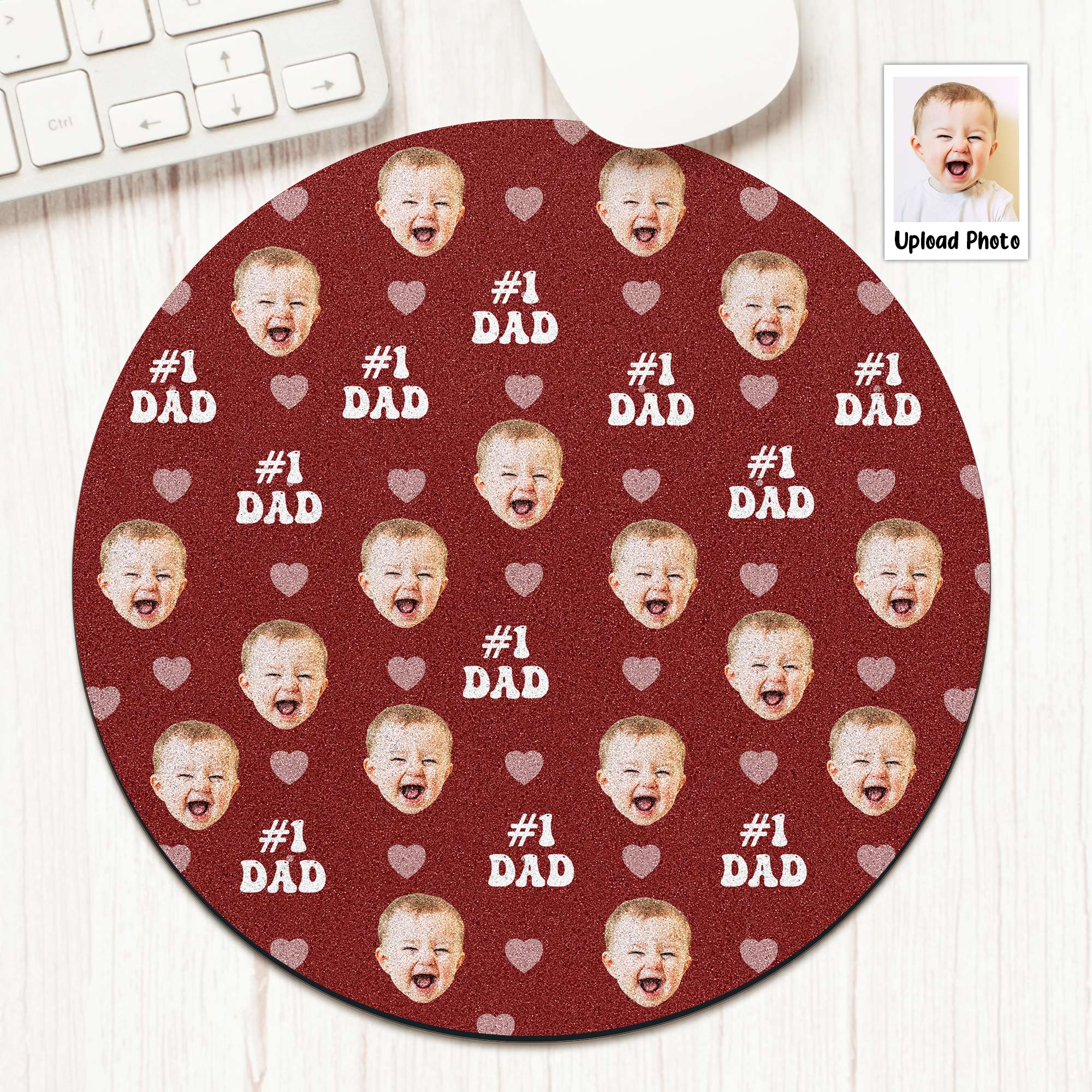 The #1 Dad Custom Kid Photo - Custom Shape Photo Mouse Pad