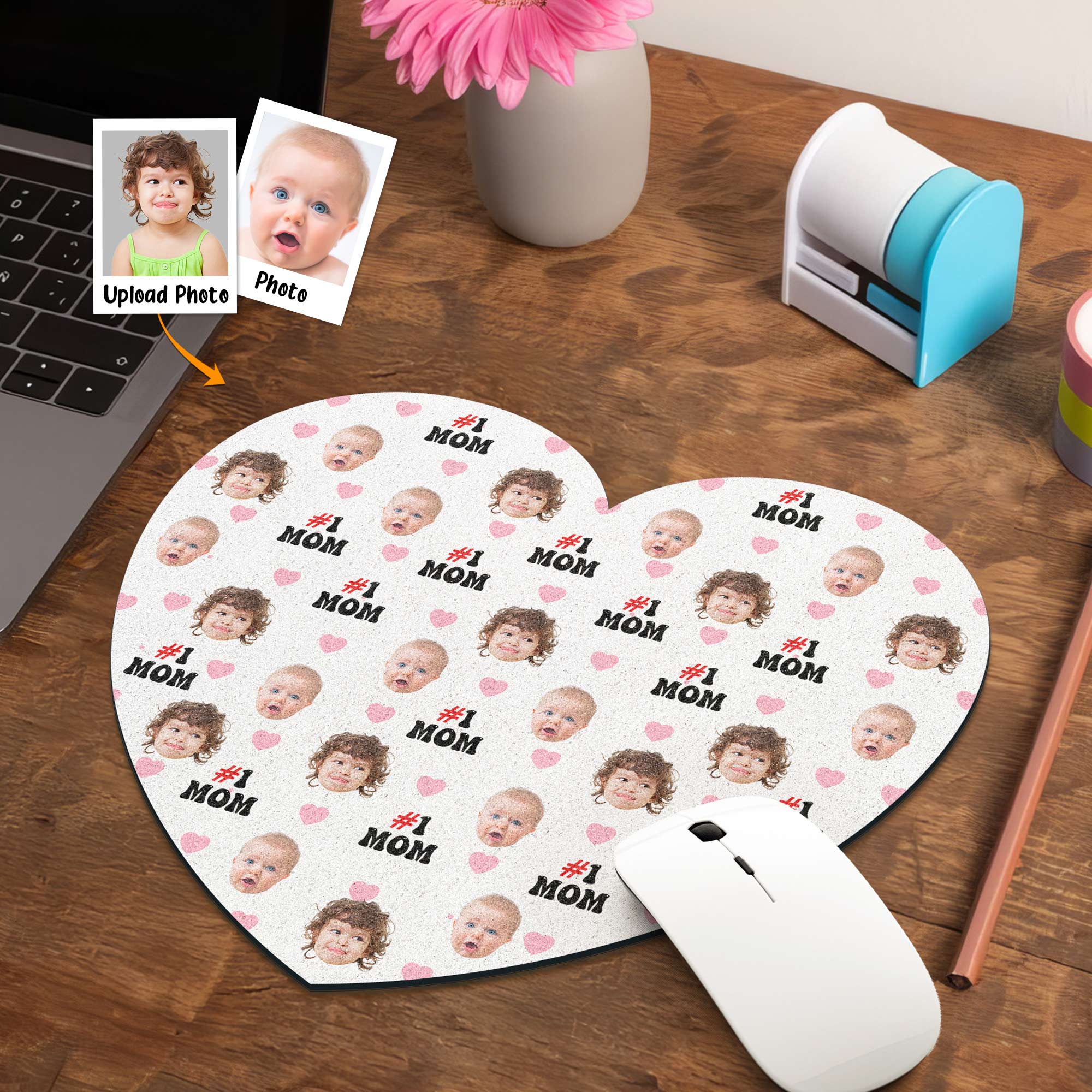 The #1 Mom - Custom Shape Photo Mouse Pad