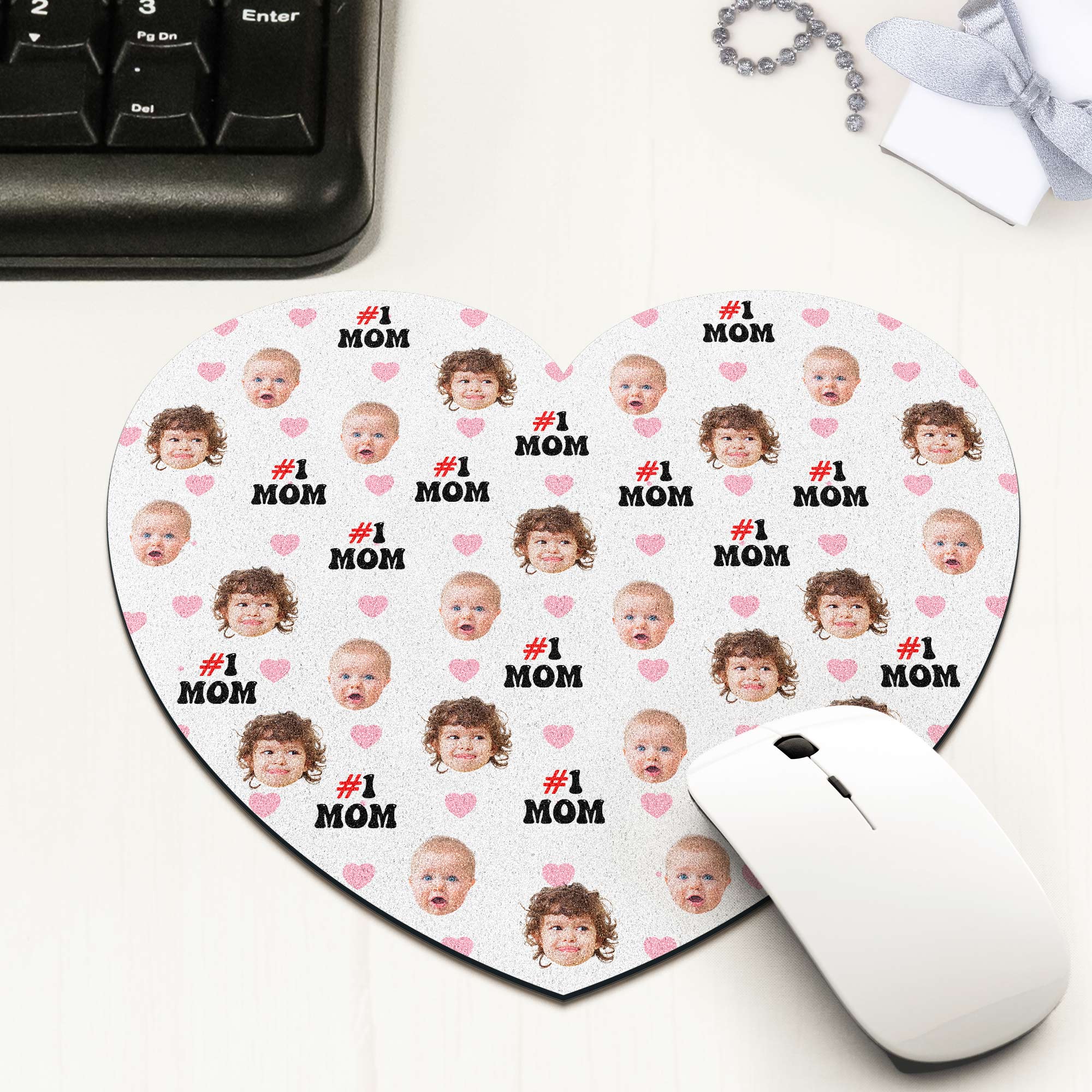 The #1 Mom - Custom Shape Photo Mouse Pad