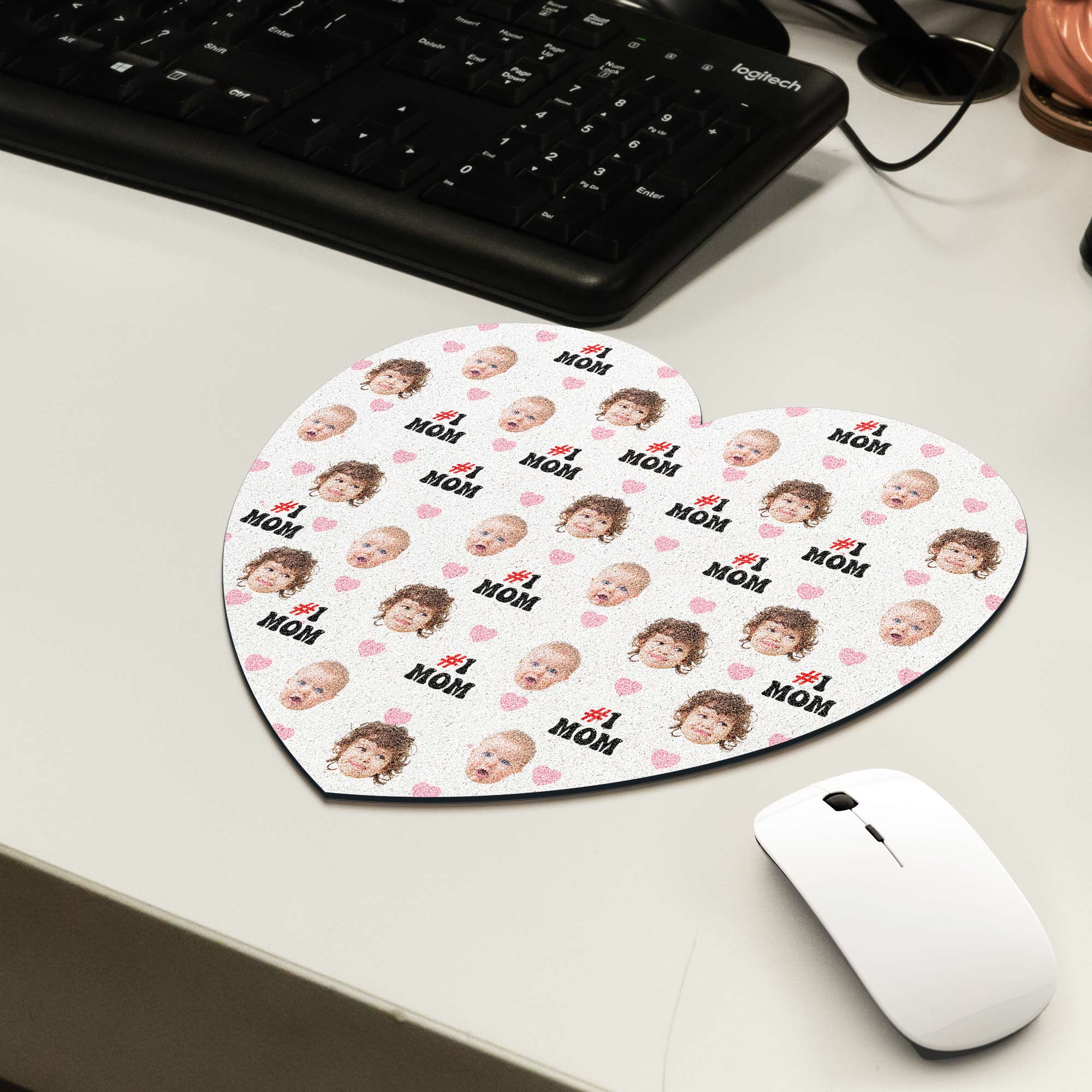 The #1 Mom - Custom Shape Photo Mouse Pad