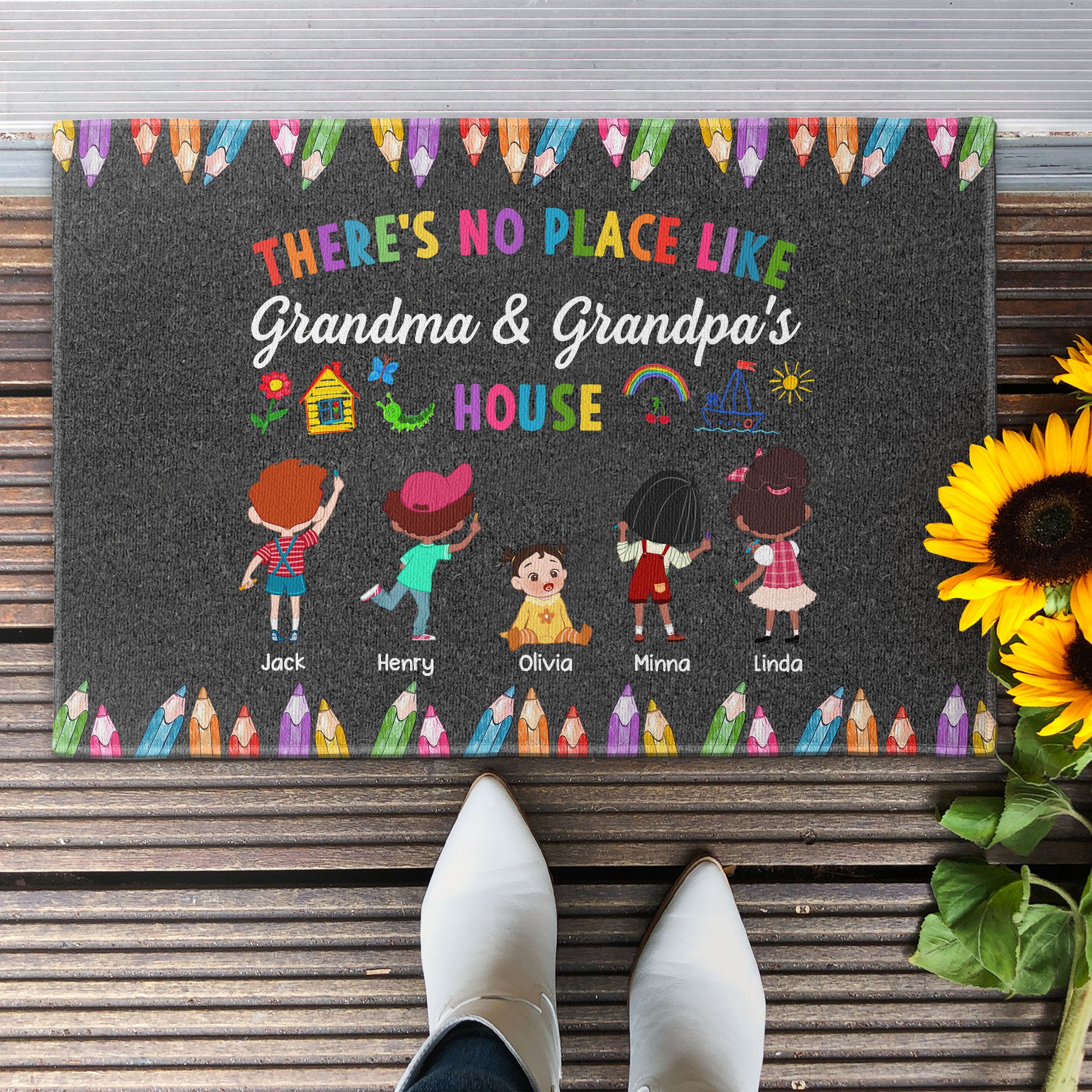 There's No Place Like Grandma And Grandpa's House - Personalized Doormat