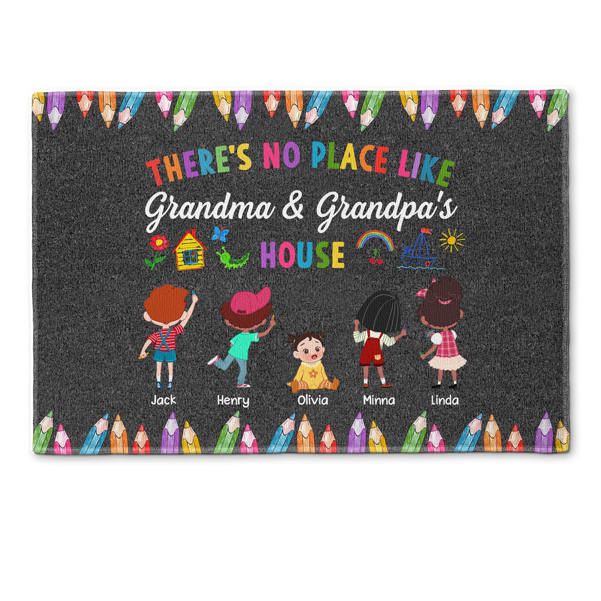 There's No Place Like Grandma And Grandpa's House - Personalized Doormat