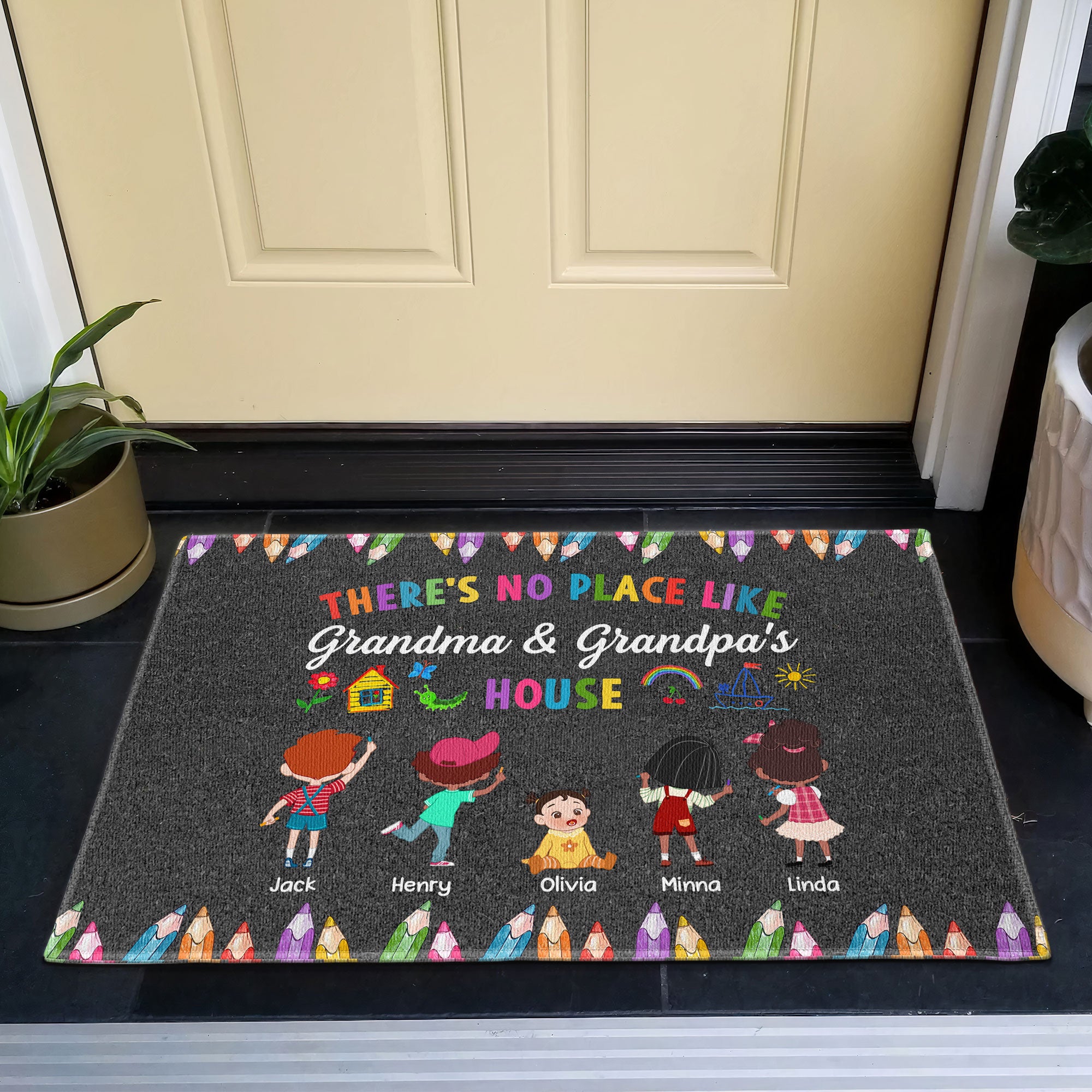 There's No Place Like Grandma And Grandpa's House - Personalized Doormat