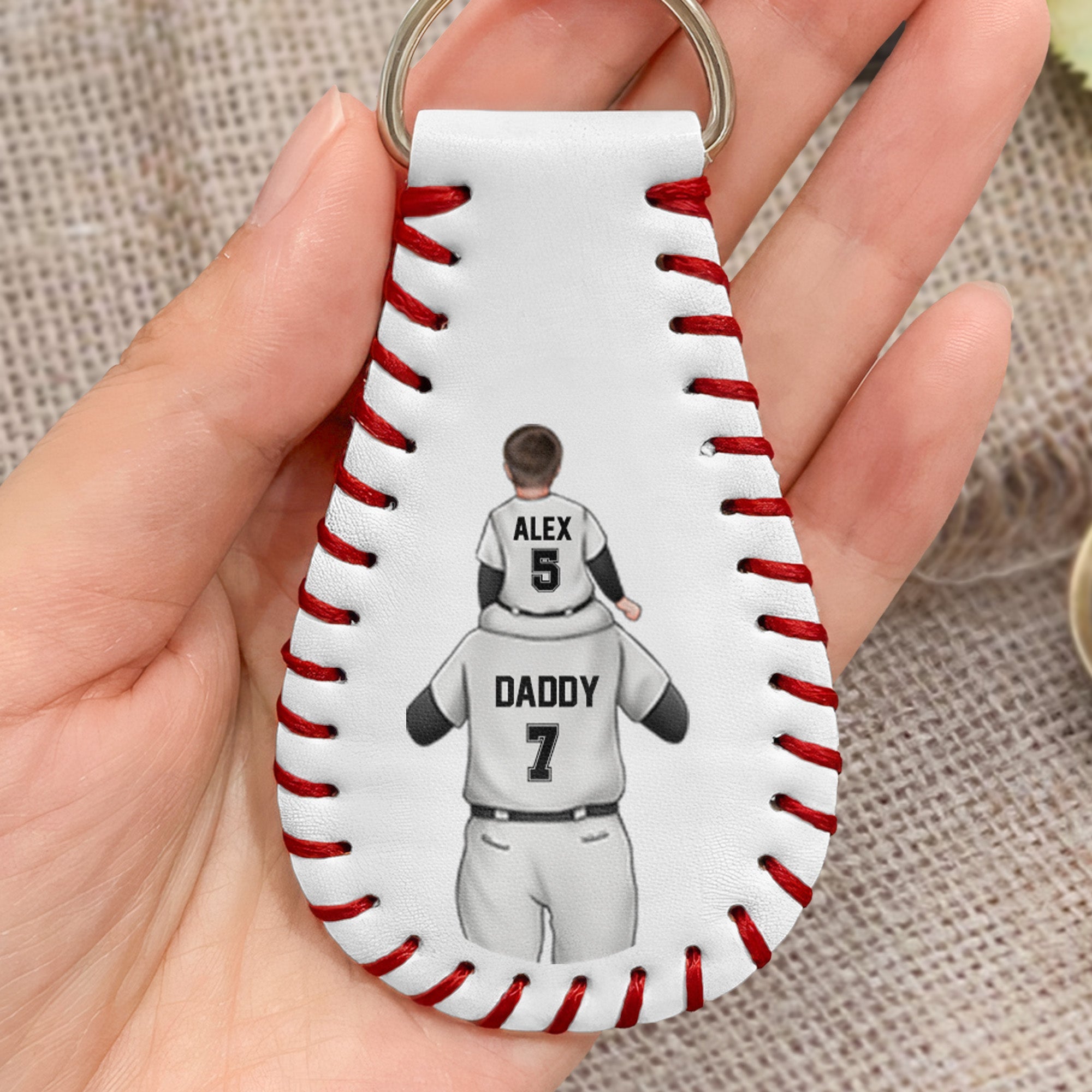 There's No Place Like Home - Personalized Leather Baseball Keychain