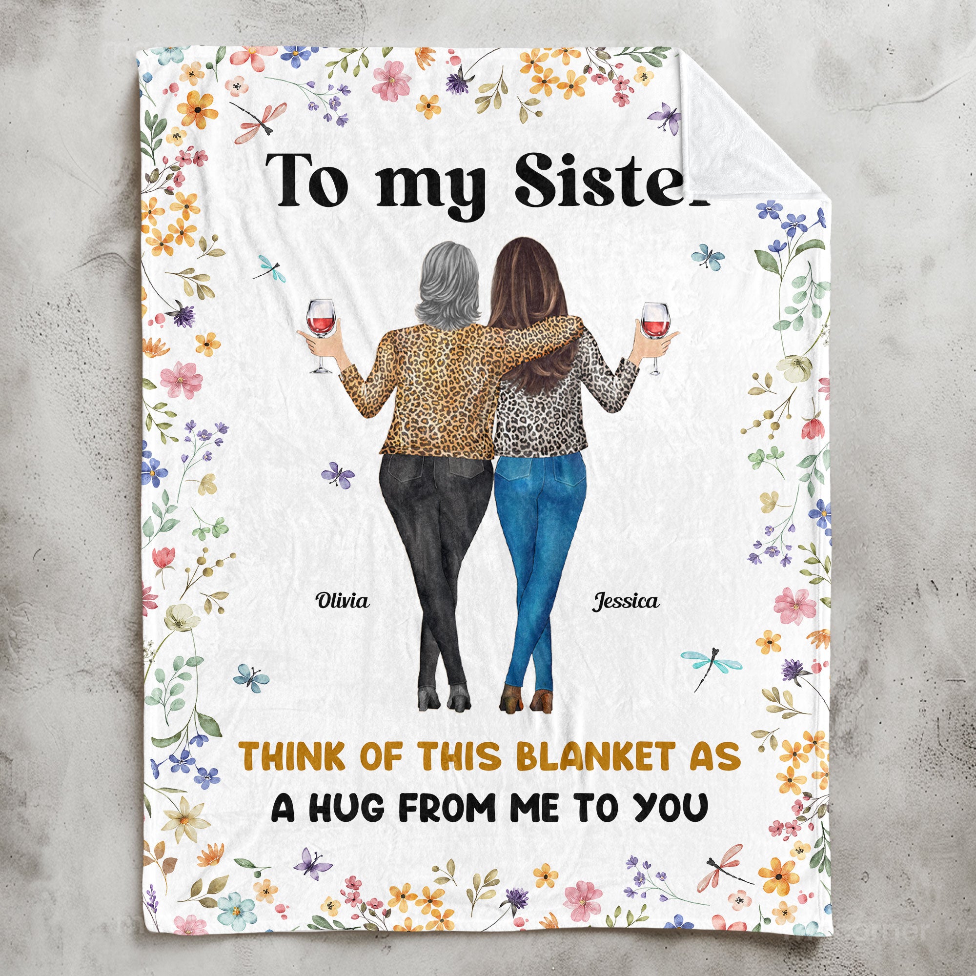 Think Of This Blanket As A Hug From Me To You Floral Style - Personalized Blanket