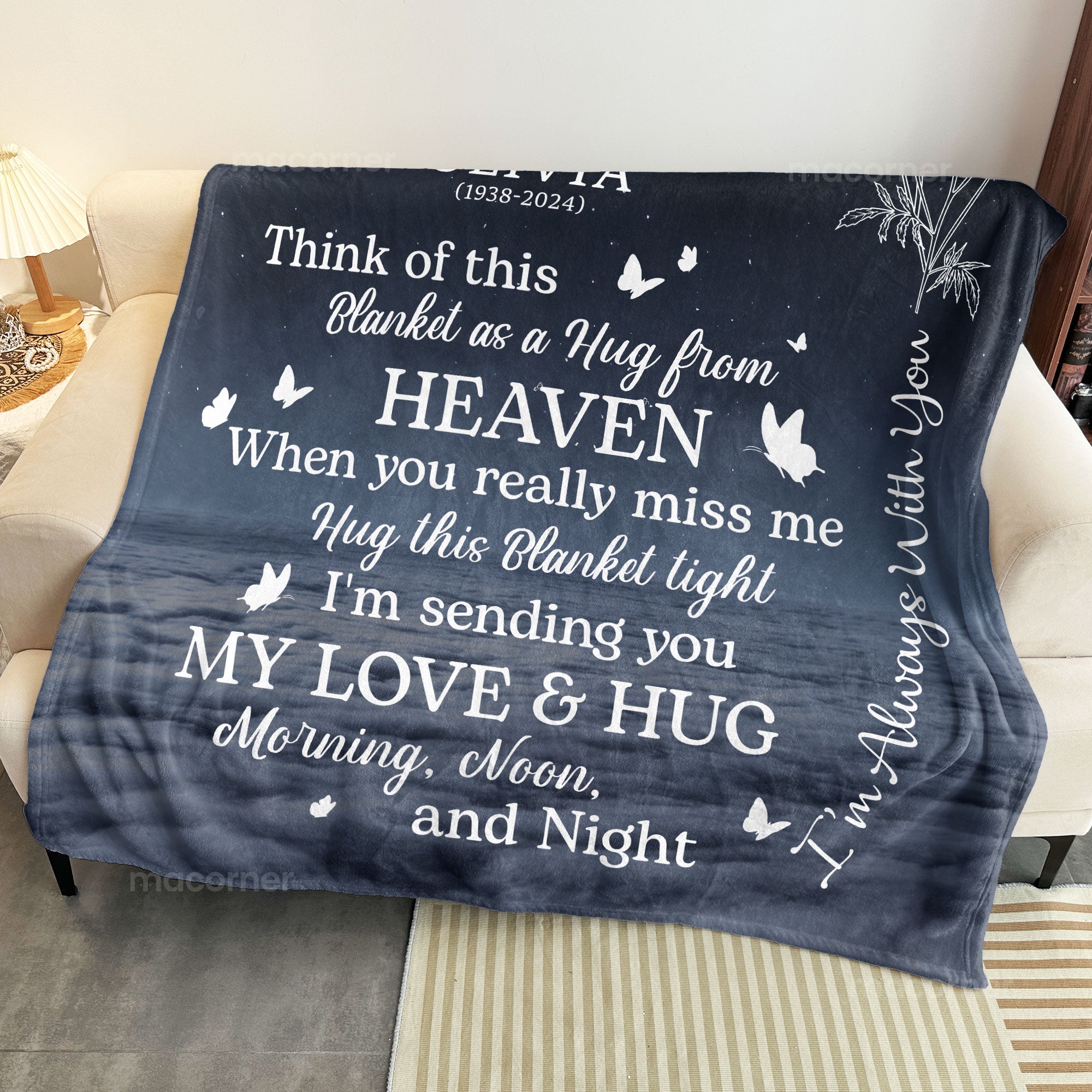 Think Of This Blanket As A Hug From Heaven - Personalized Photo Blanket