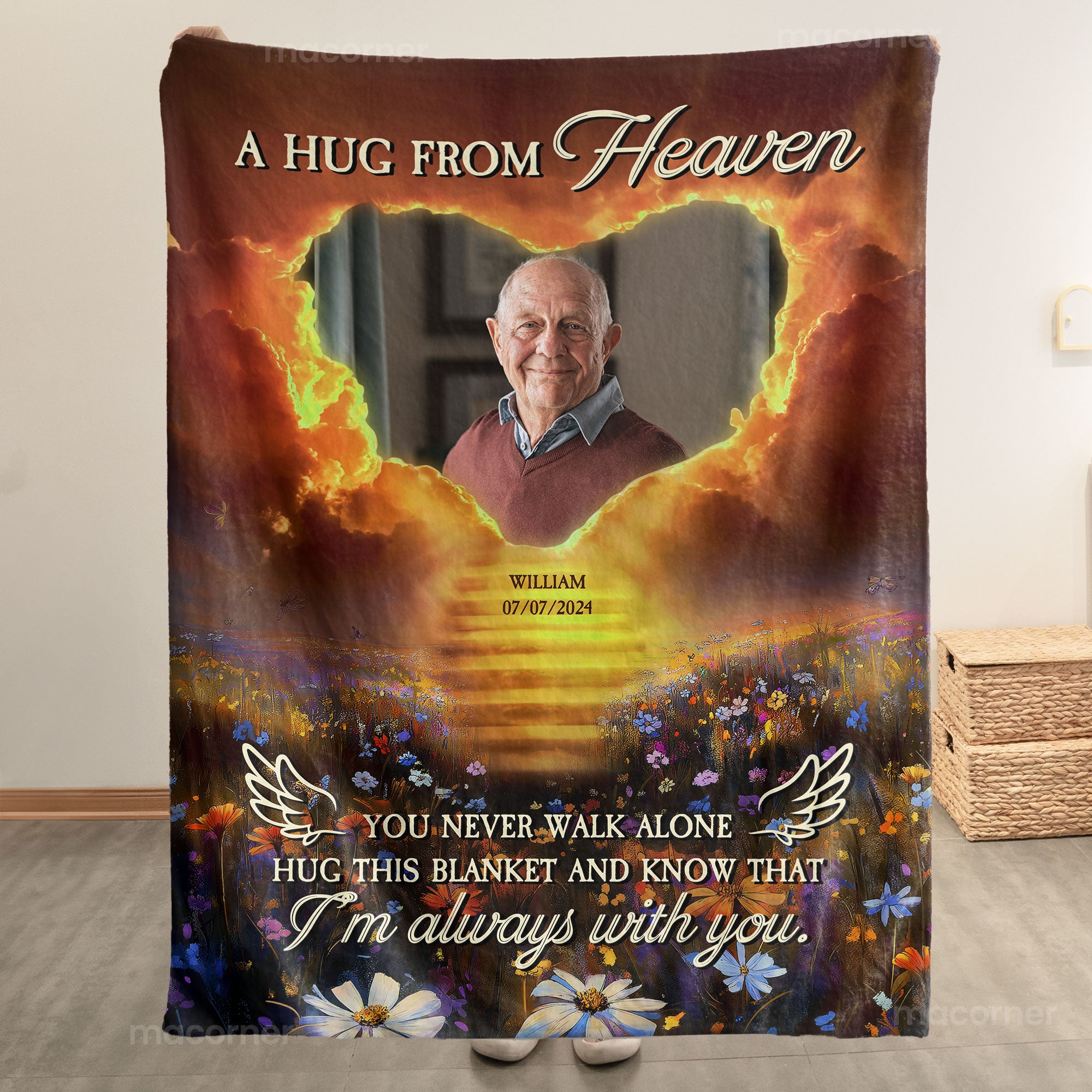 Think Of This Blanket As A Hug From Me From Heaven - Personalized Photo Blanket