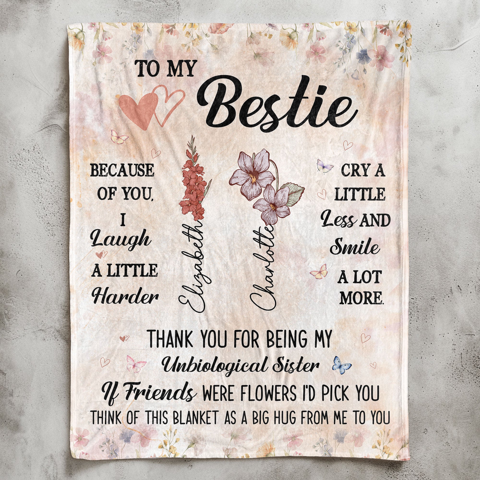 Think Of This Blanket As A Big Hug - Custom Birth Flower - Personalized Blanket