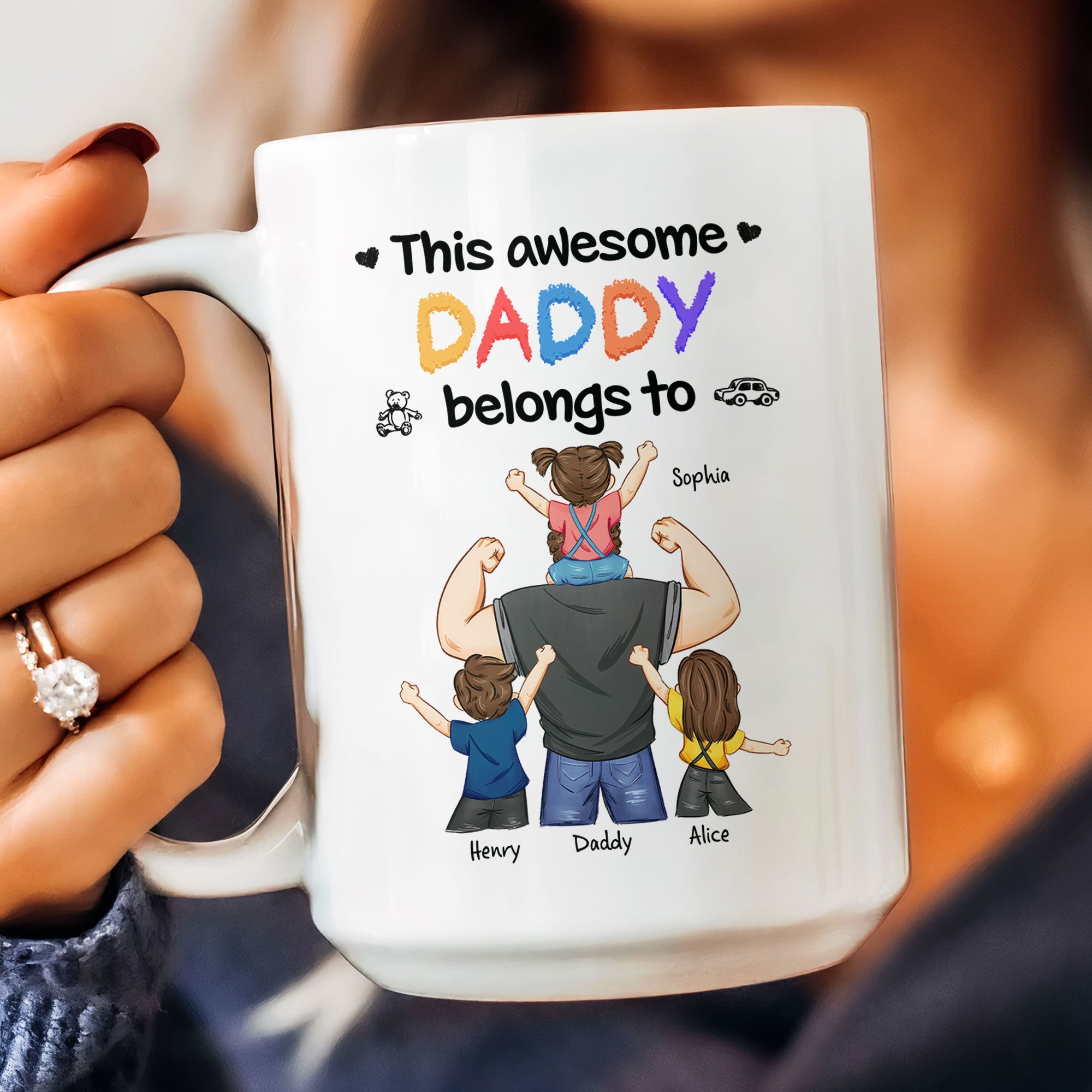 This Awesome Dad Belongs To Us - Personalized Mug