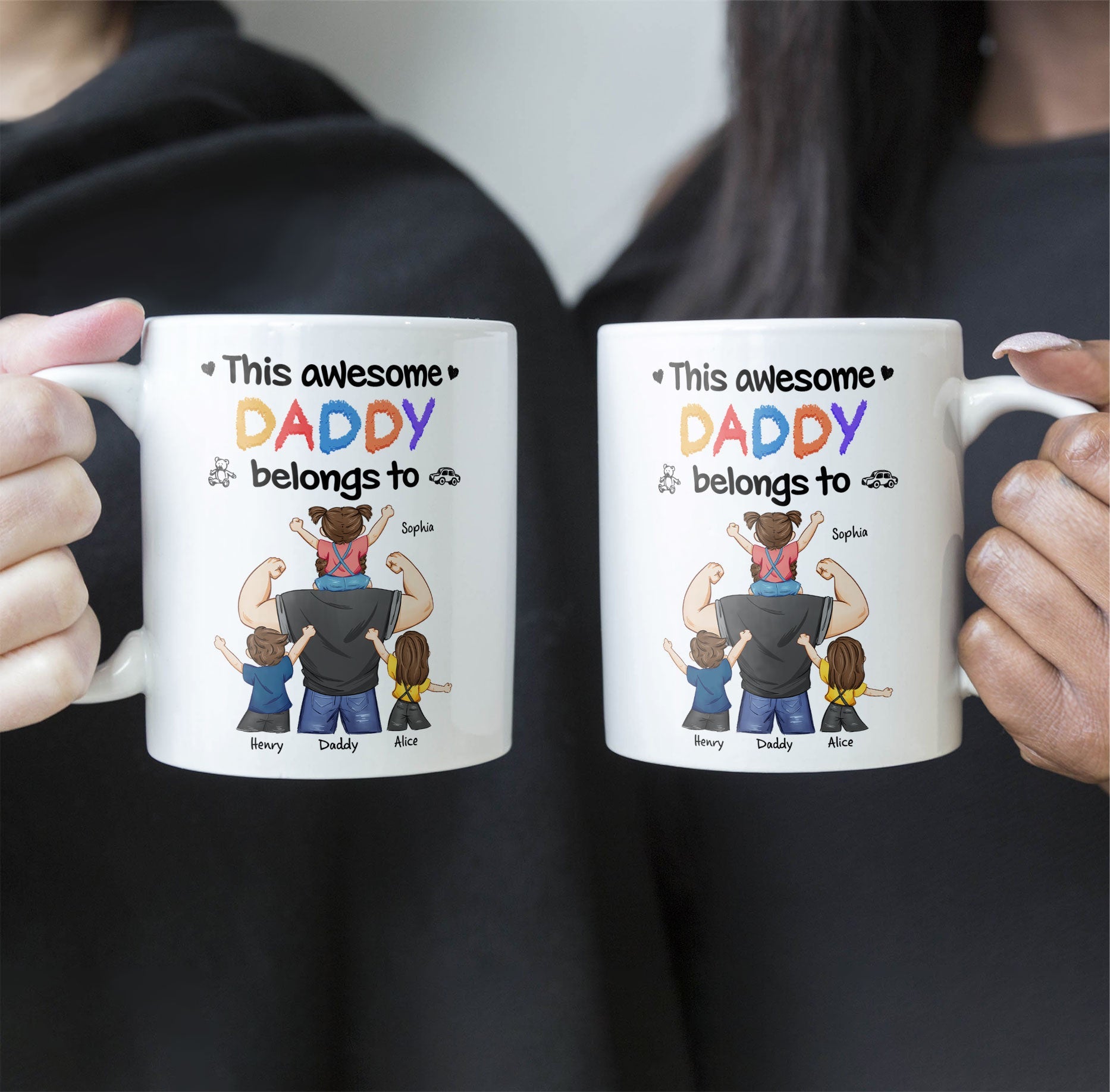 This Awesome Dad Belongs To Us - Personalized Mug