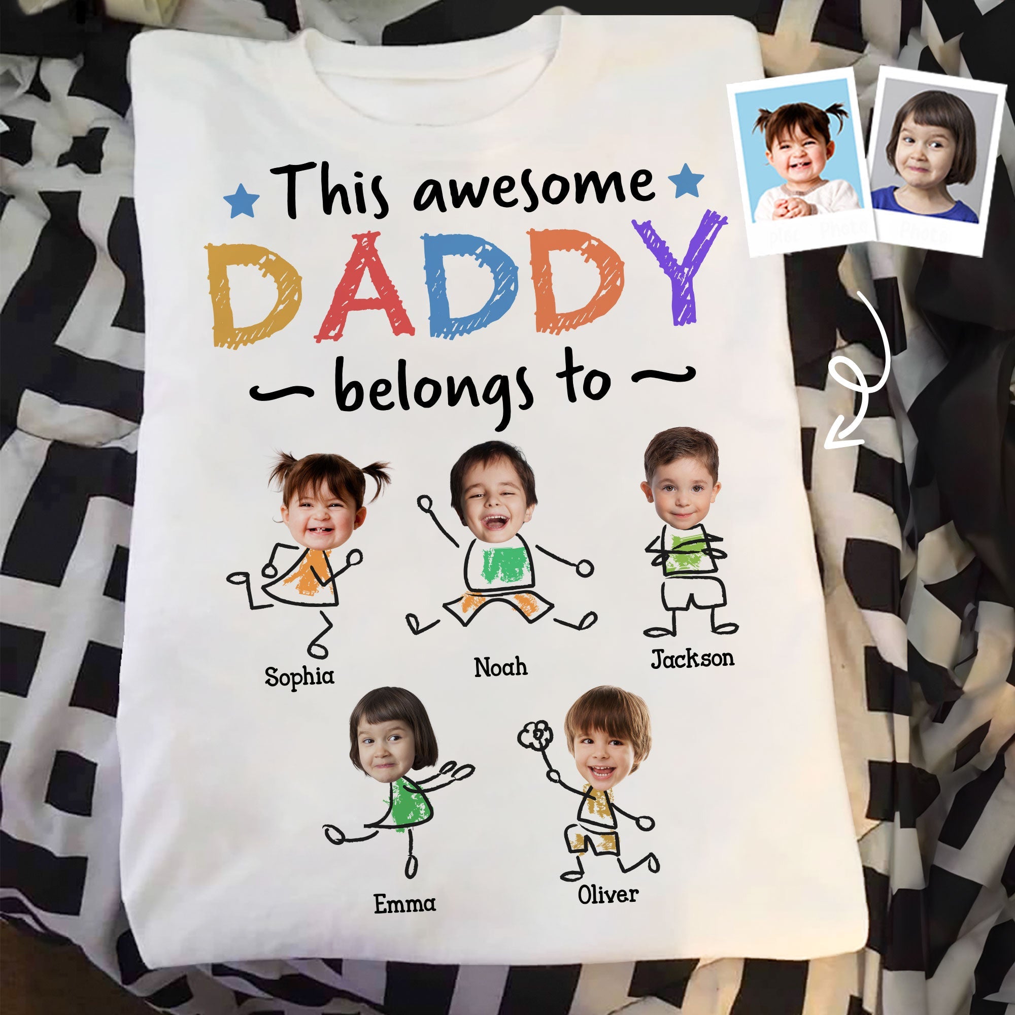 This Awesome Daddy Belongs To - Personalized Photo Shirt