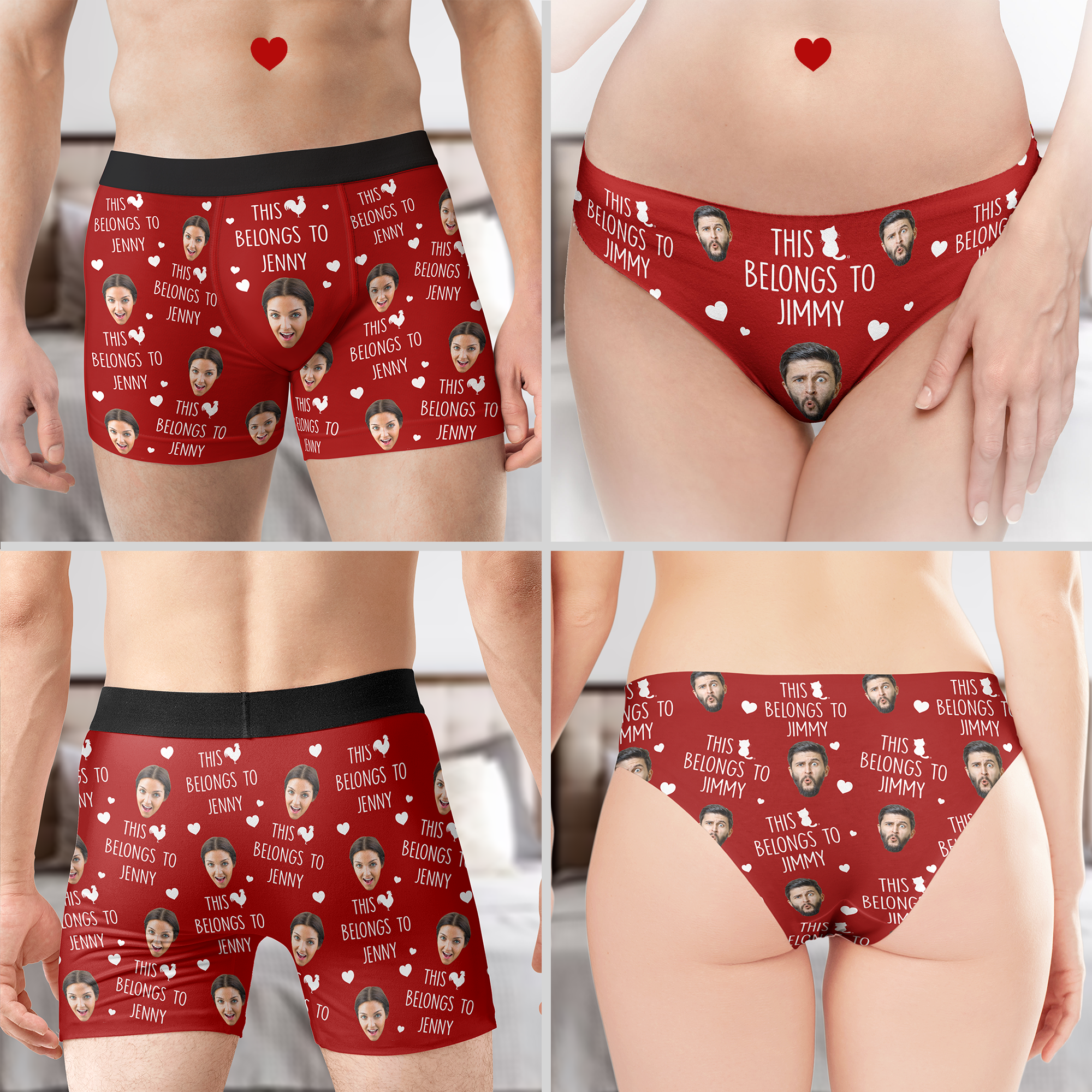 This Belongs To Naughty Gift For Couples - Personalized Photo Couple Matching Underwear