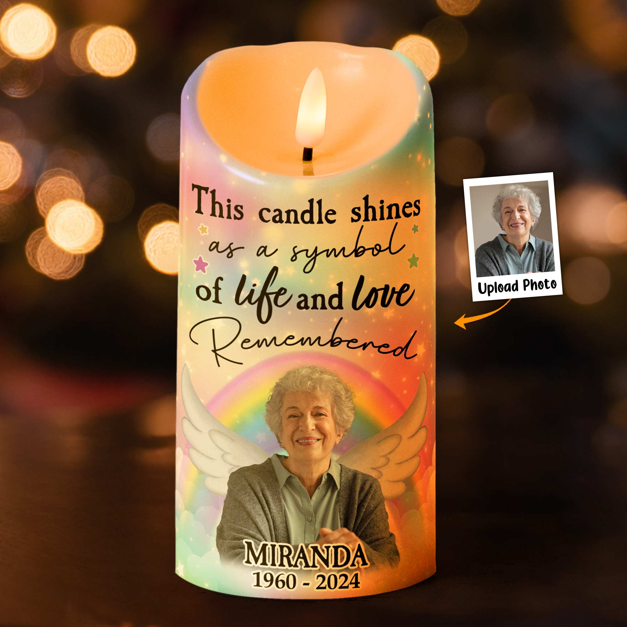 This Candle Shines As A Symbol Of Life And Love - Personalized Photo LED Candle