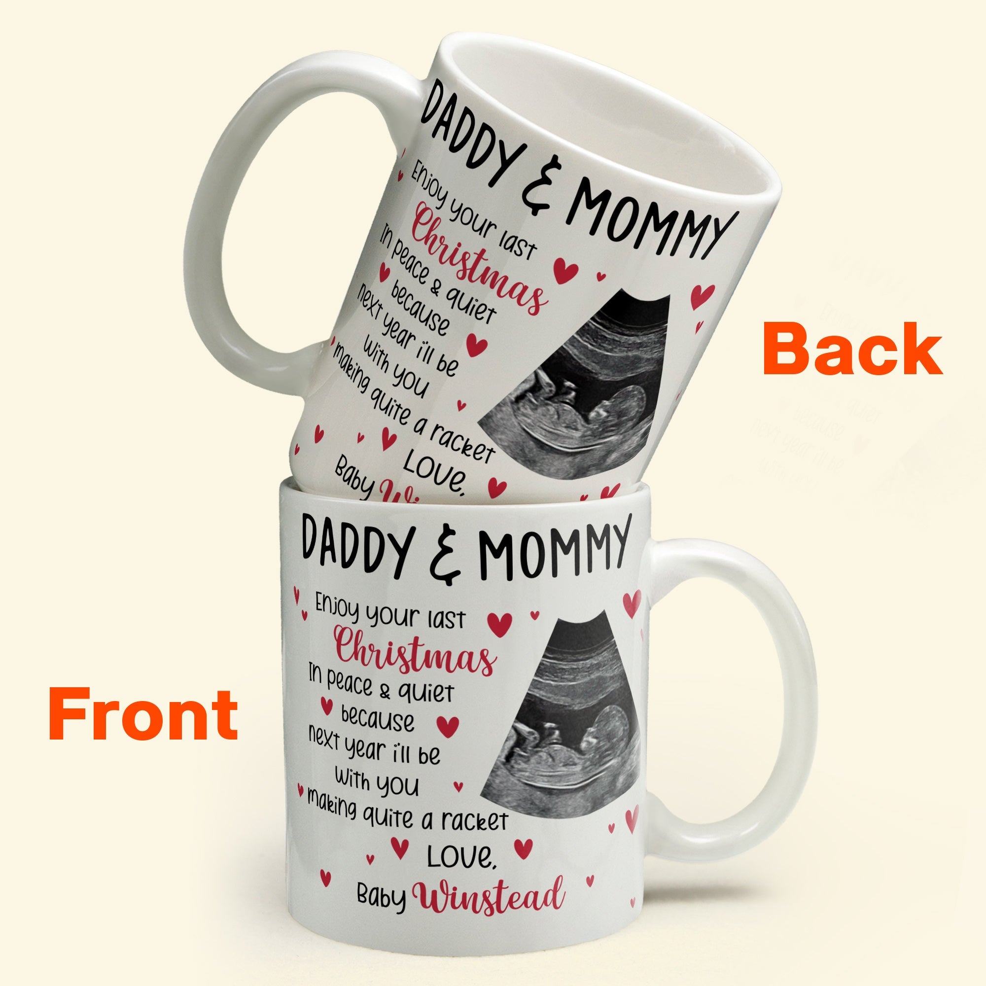 This Christmas, I'll Be Suggled Up In Mommy's Tummy - Personalized Mug - Christmas Gift For Daddy-To-Be, Father, Grandma, Grandpa, Family Members - From Baby, Bump