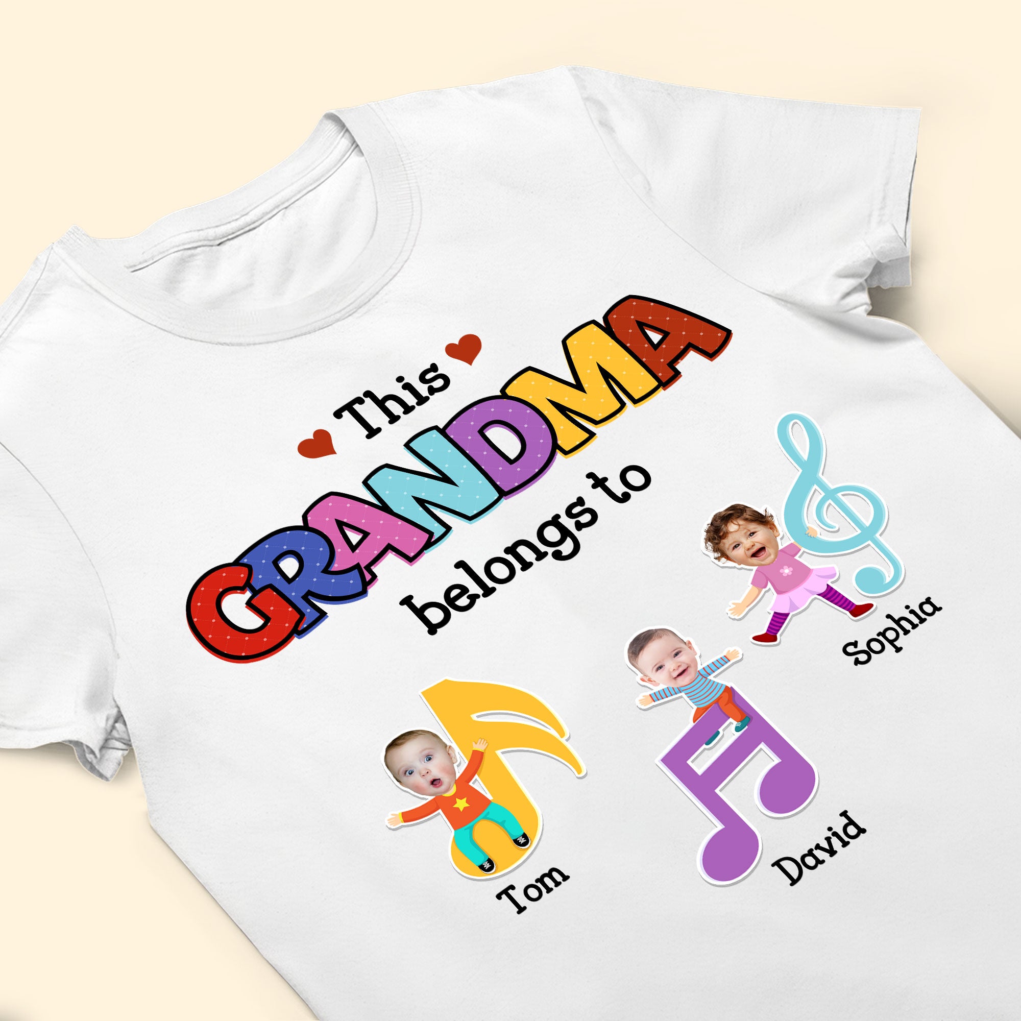 This Grandma Belongs To With Cute Music Notes - Personalized Shirt