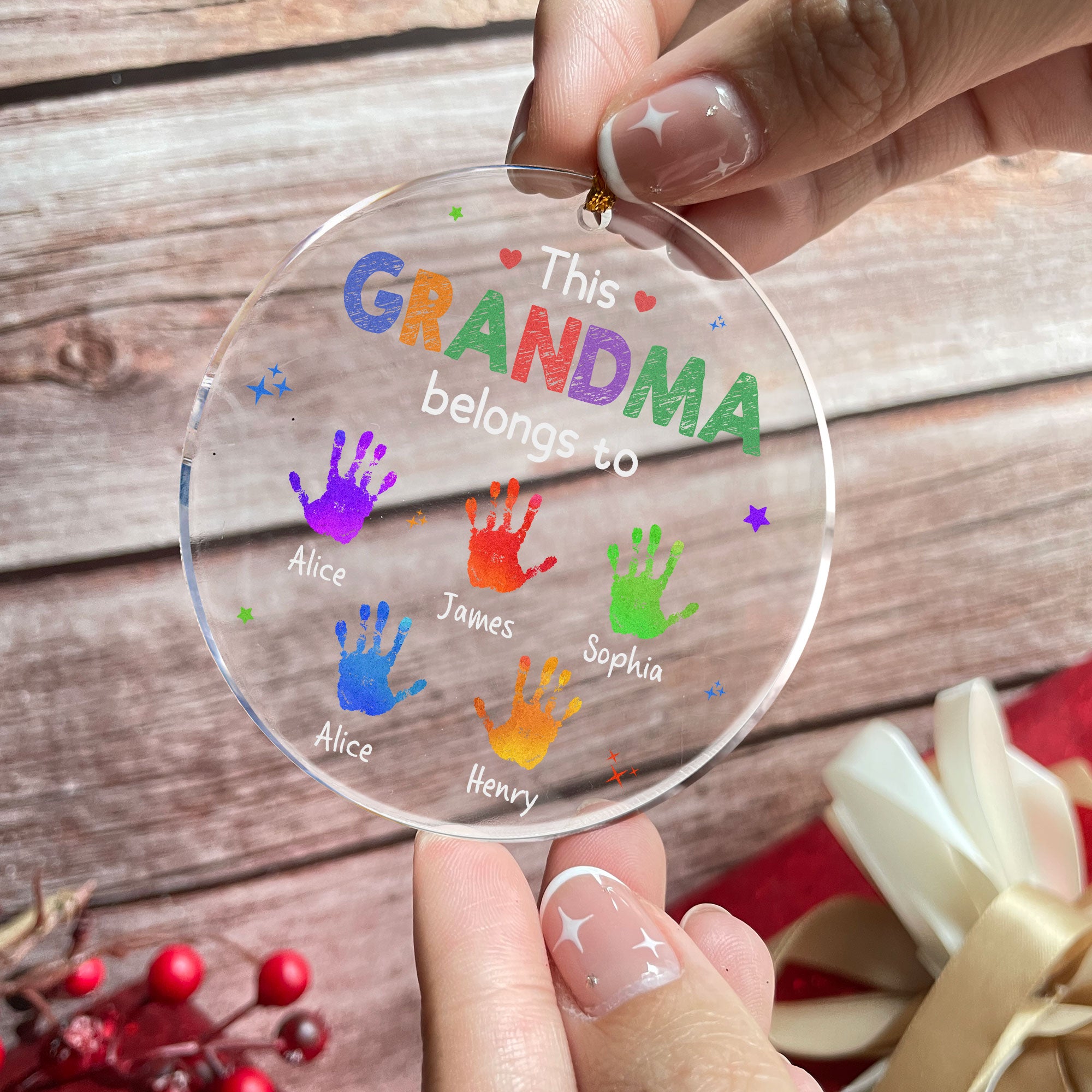 This Grandma Belongs To Grandkids - Personalized Acrylic Ornament