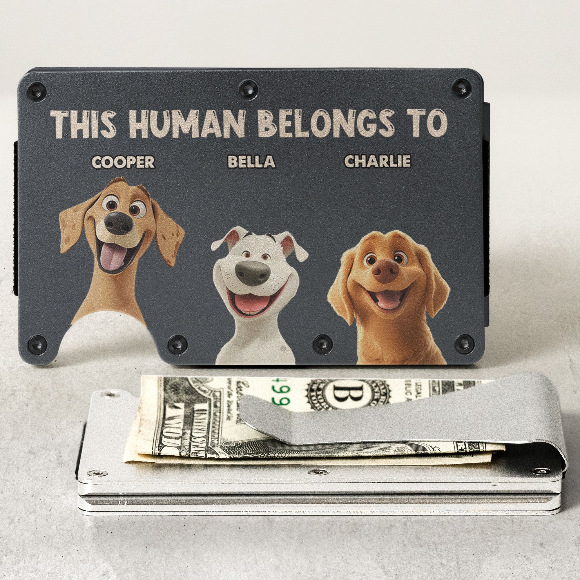 This Human Belongs To - Personalized Metal Card Holder