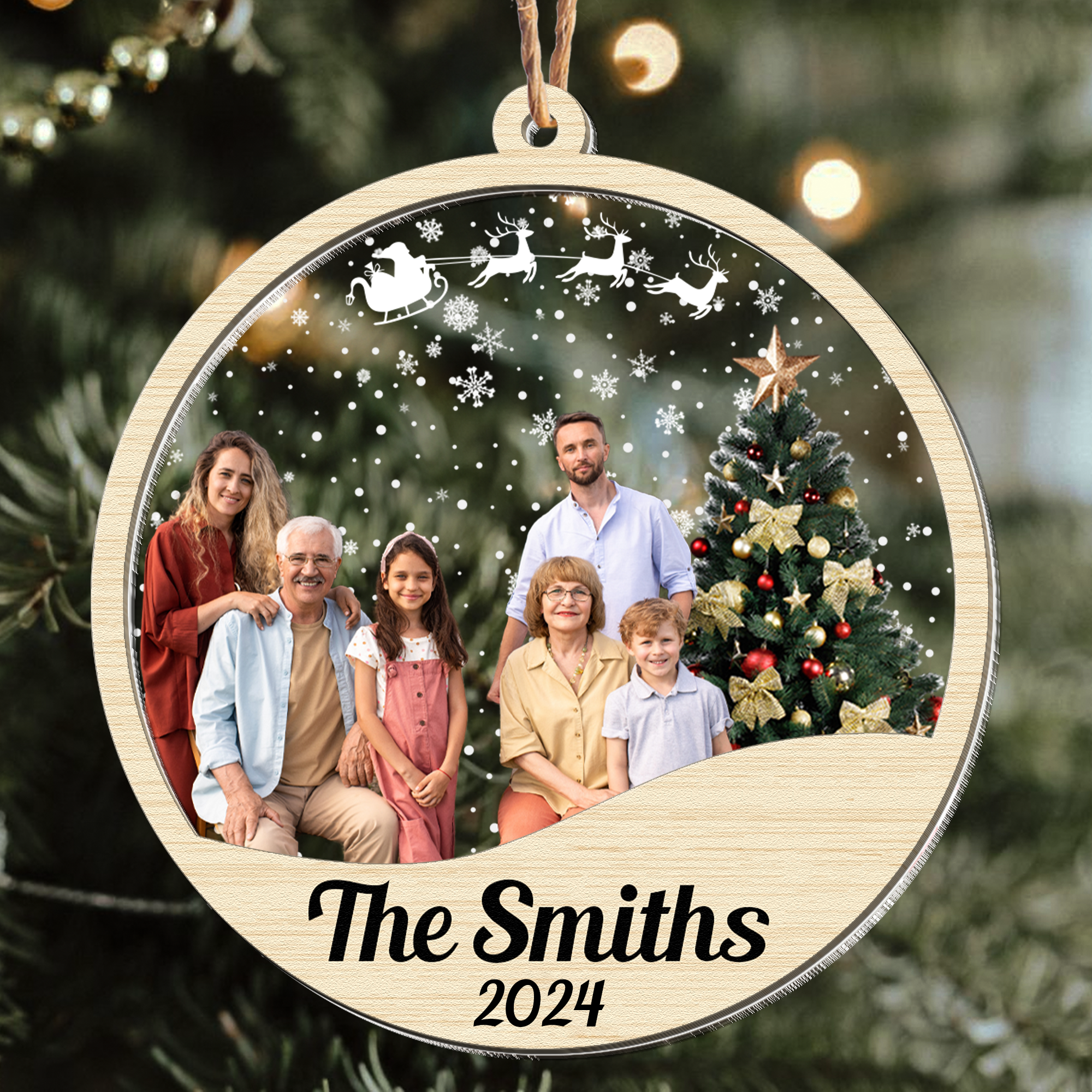 This Is My Big Family - Personalized Photo Wood And Acrylic Ornament