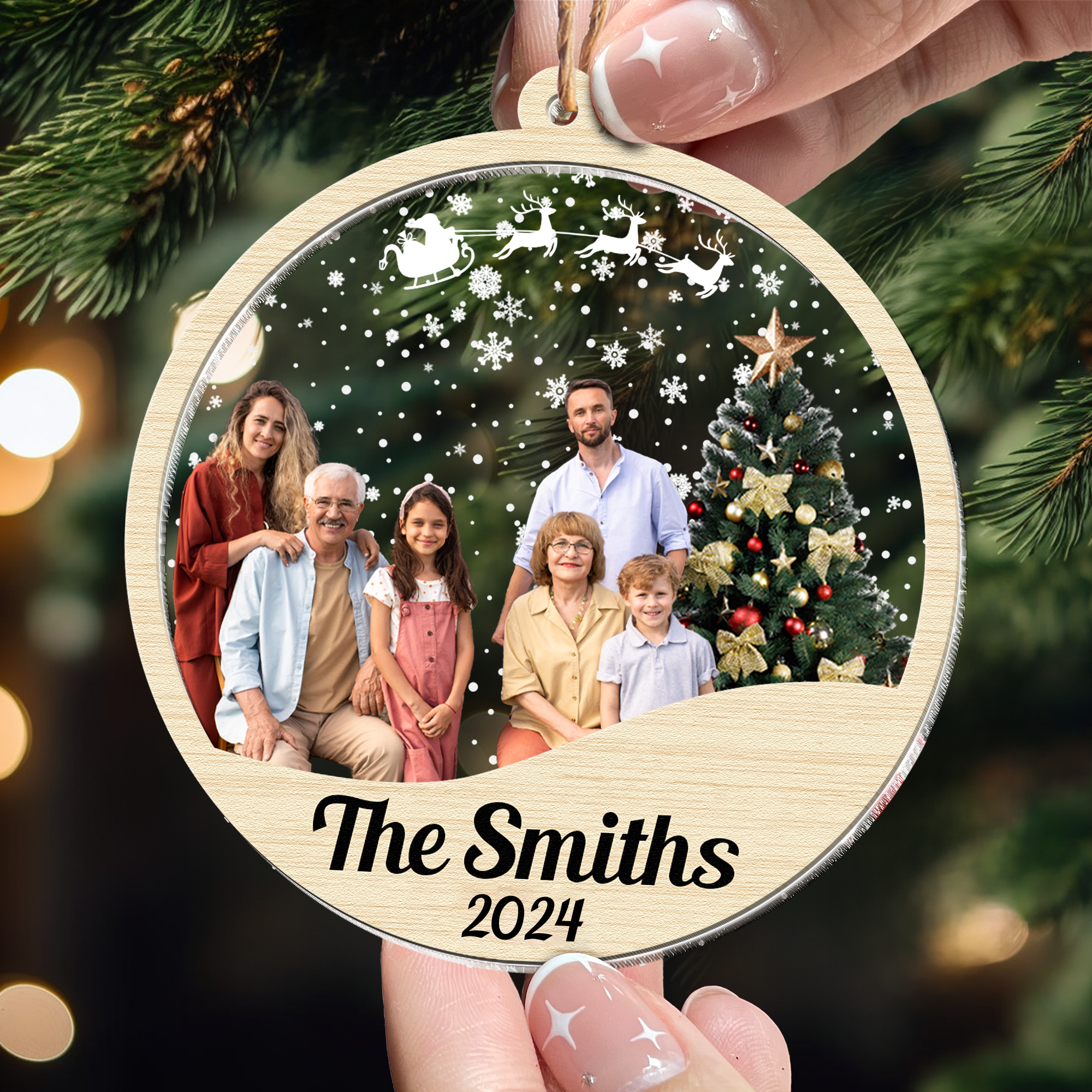 This Is My Big Family - Personalized Photo Wood And Acrylic Ornament