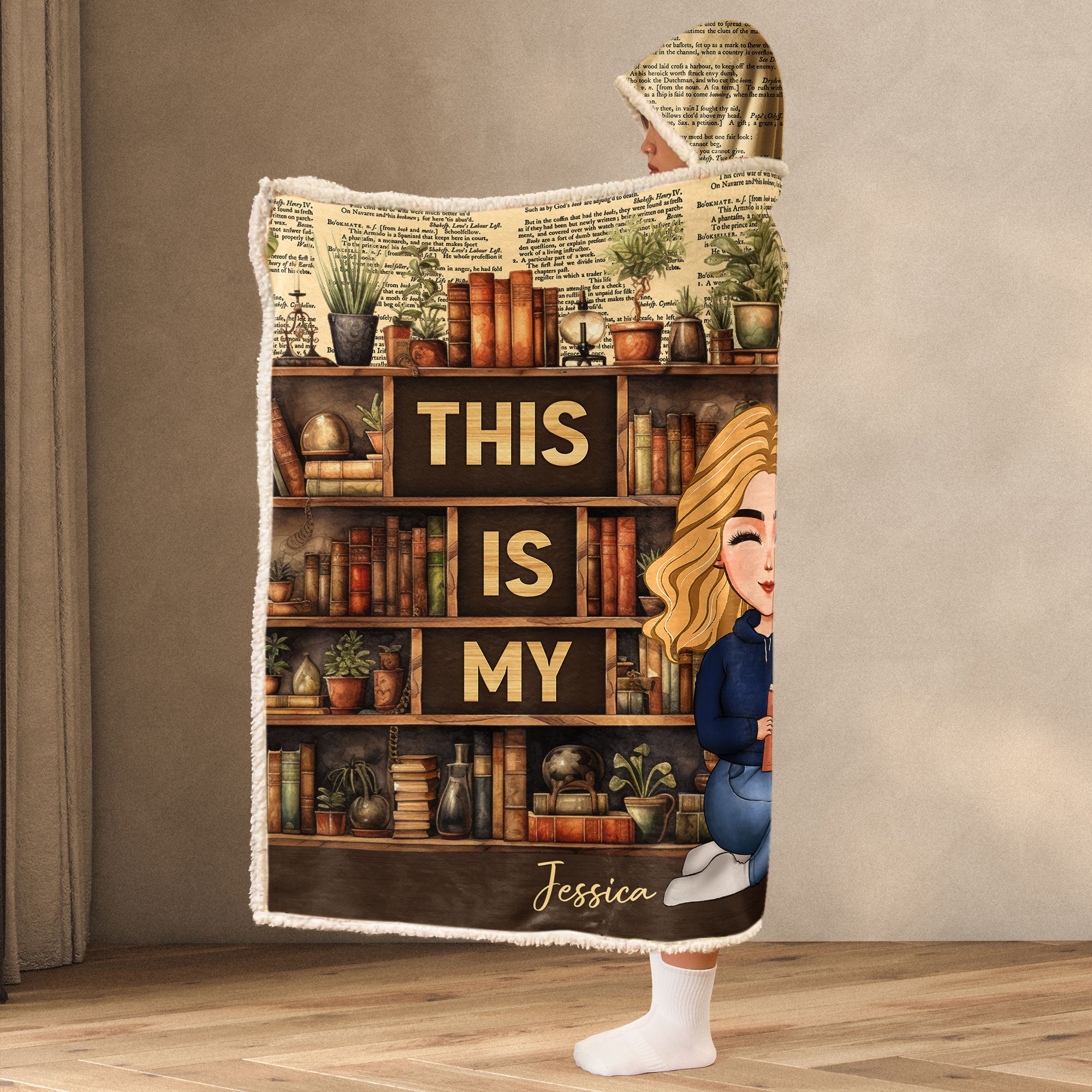 This Is My Book Reading Blanket - Personalized Wearable Blanket Hoodie