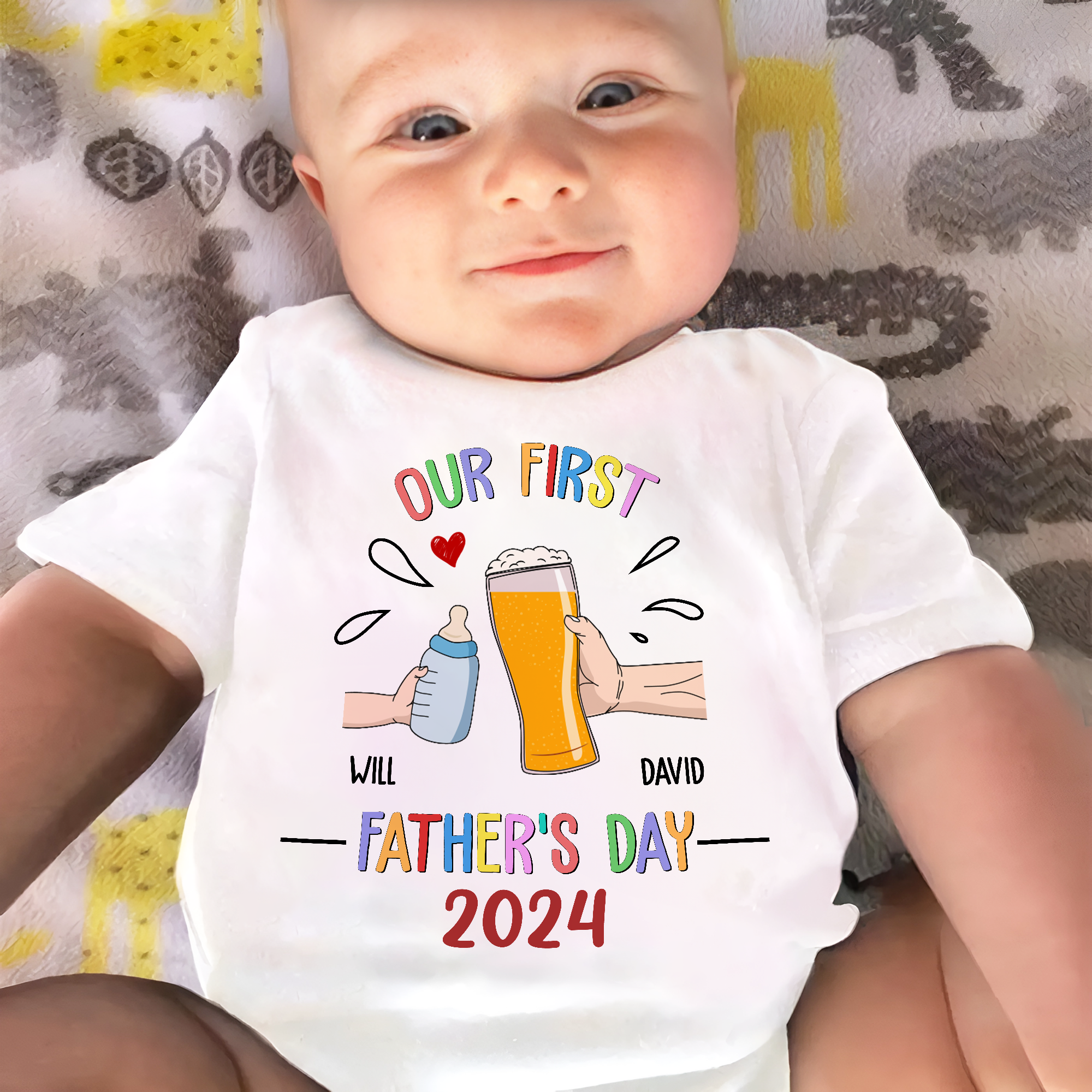 This Is Our First Father's Day - Personalized Baby Onesie