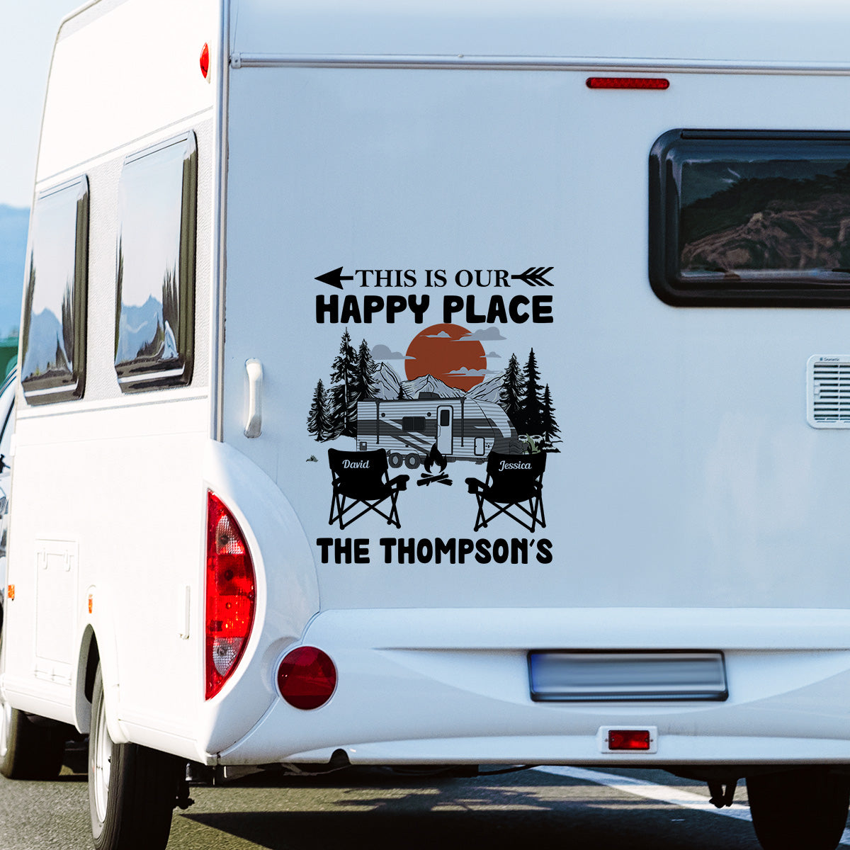 This Is Our Happy Place Custom Campsite Family Name - Personalized RV Decal