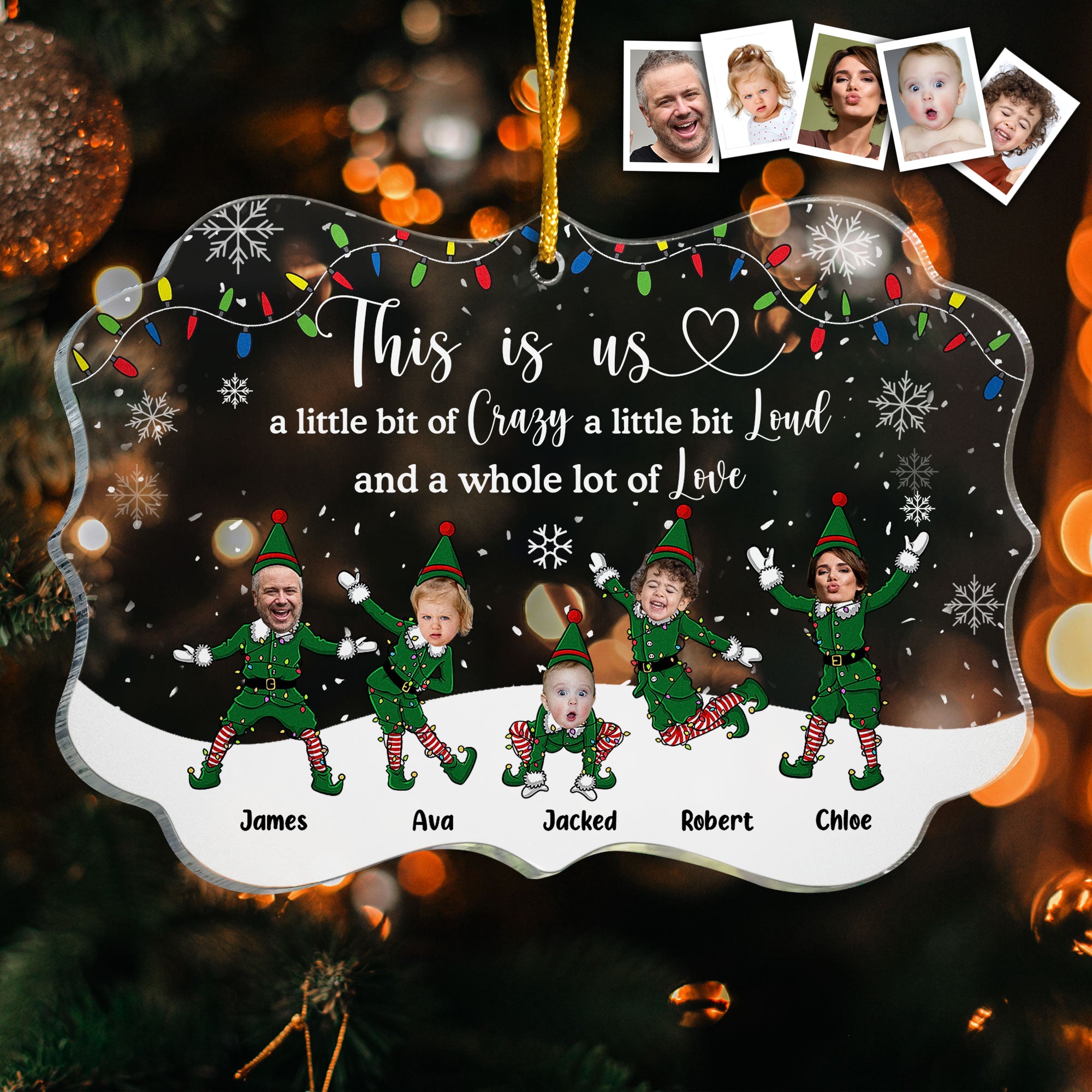 This Is Us Funny Elf Family - Personalized Acrylic Photo Ornament