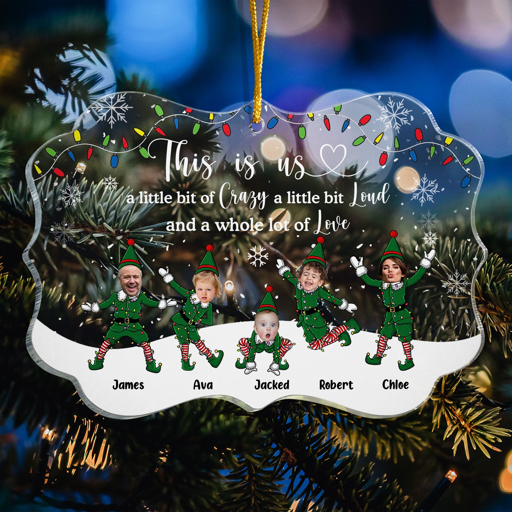 This Is Us Funny Elf Family - Personalized Acrylic Photo Ornament