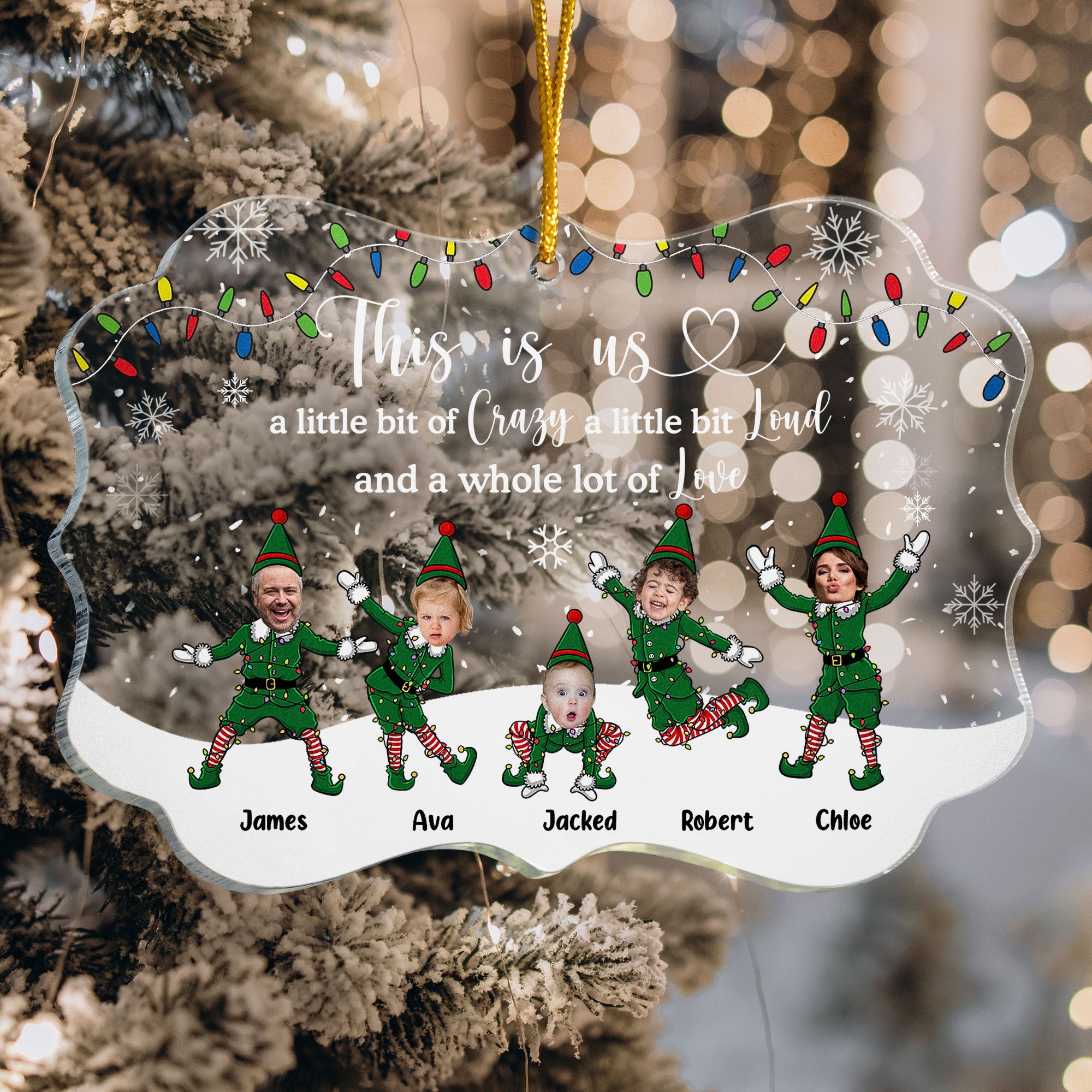 This Is Us Funny Elf Family - Personalized Acrylic Photo Ornament