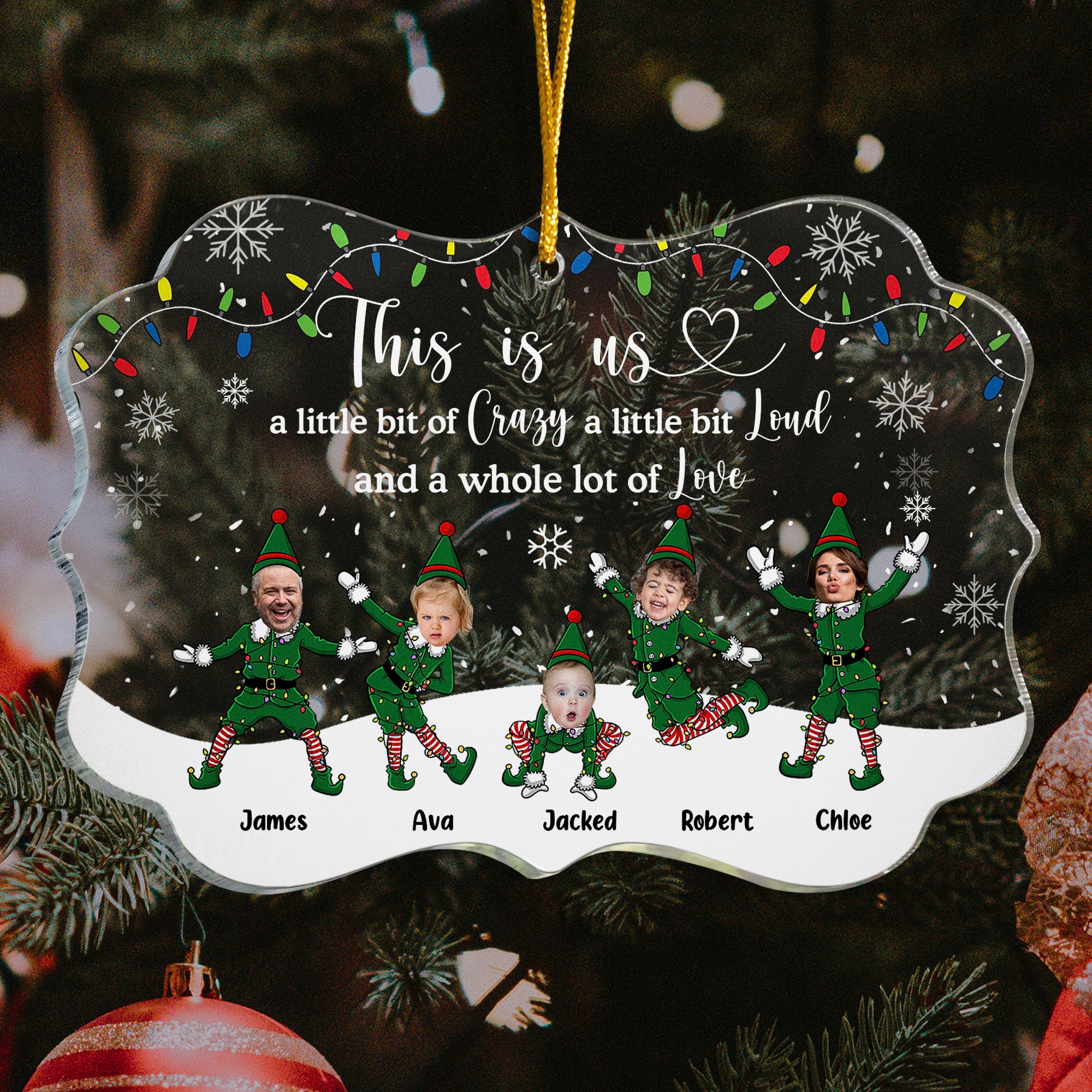 This Is Us Funny Elf Family - Personalized Acrylic Photo Ornament