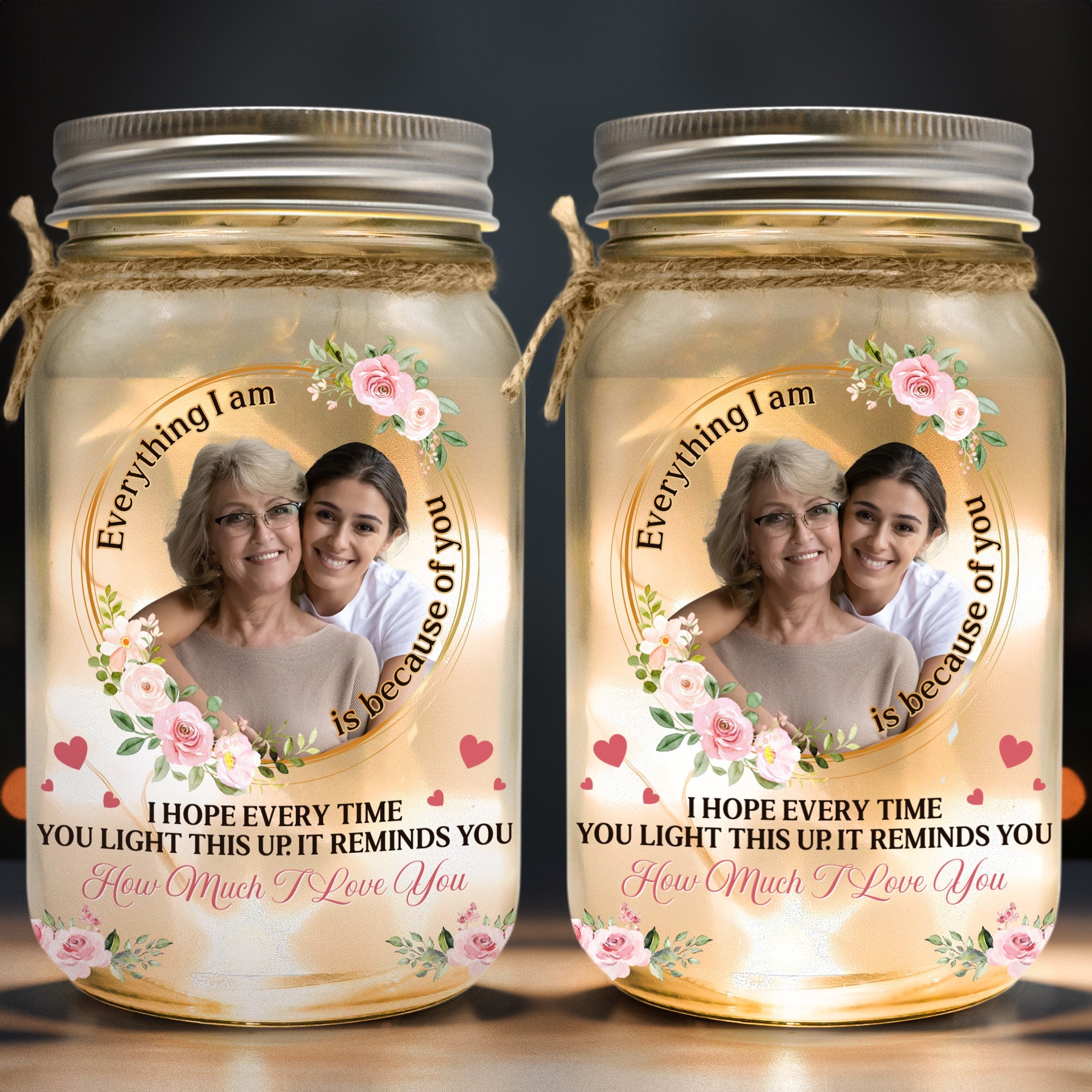 This Light Reminds You How Much I Love You - Perso alized Photo Mason Jar Light