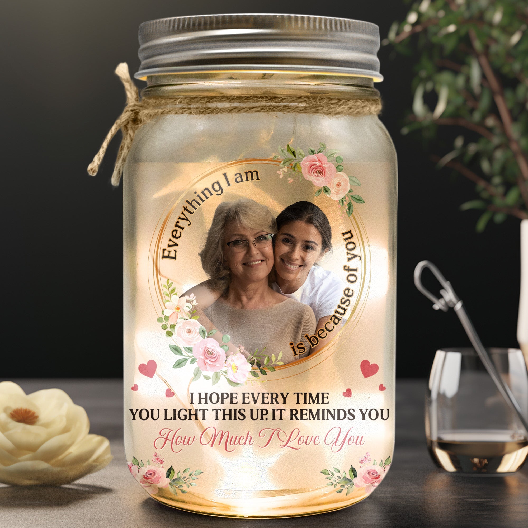 This Light Reminds You How Much I Love You - Perso alized Photo Mason Jar Light