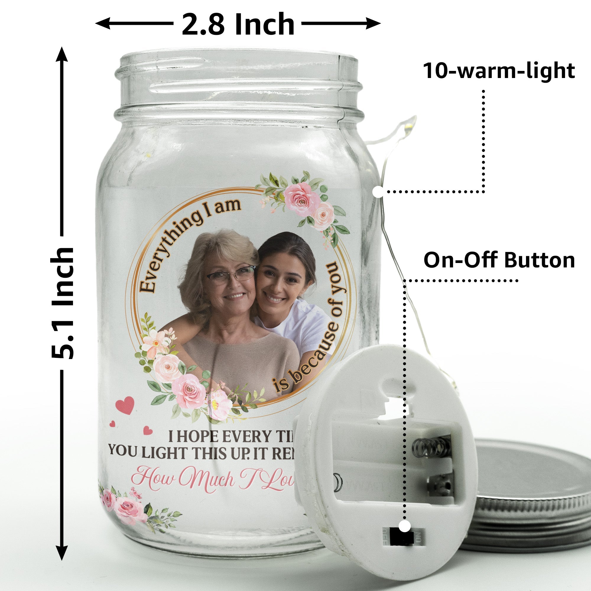 This Light Reminds You How Much I Love You - Perso alized Photo Mason Jar Light