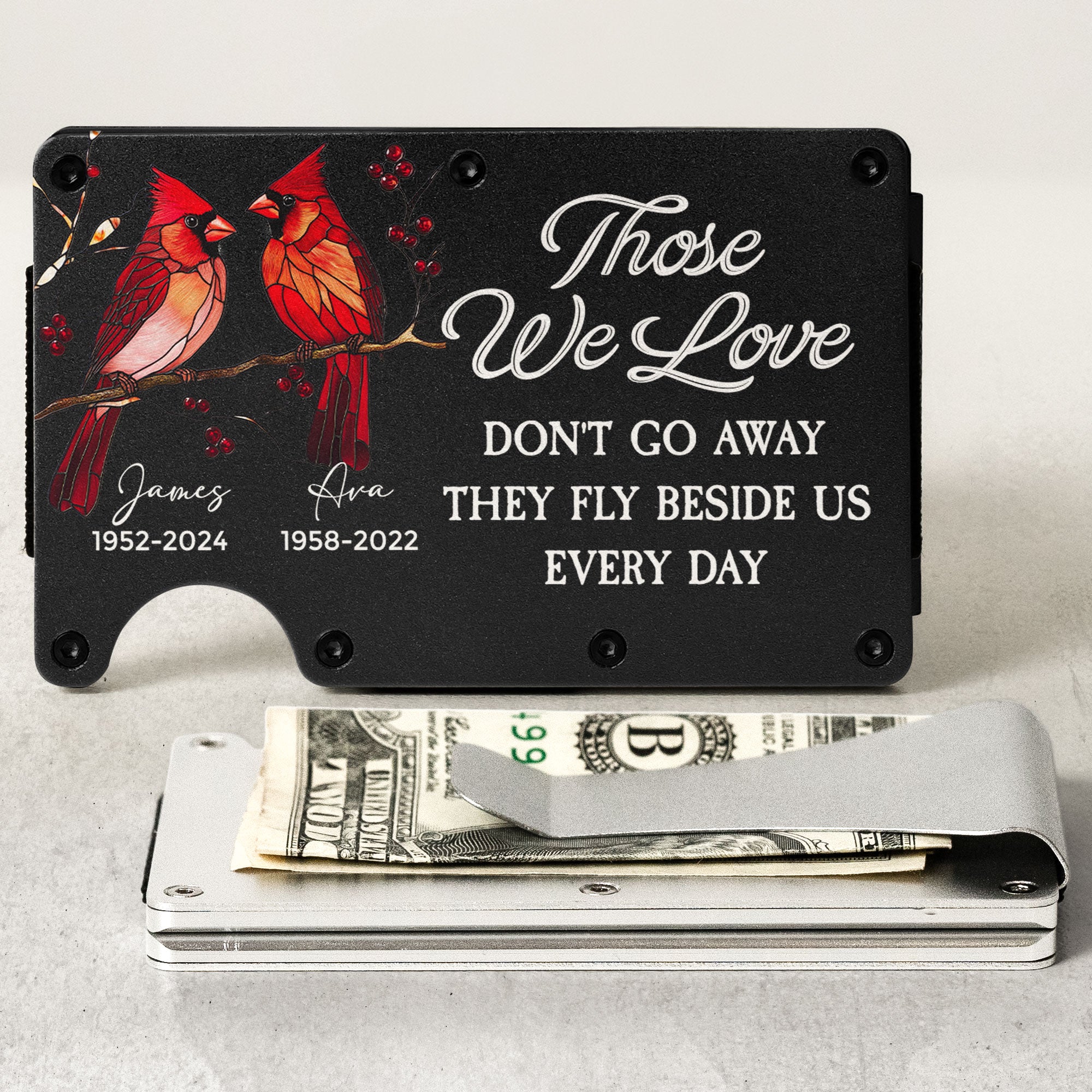 Those We Love Don't Go Away - Personalized Metal Card Holder